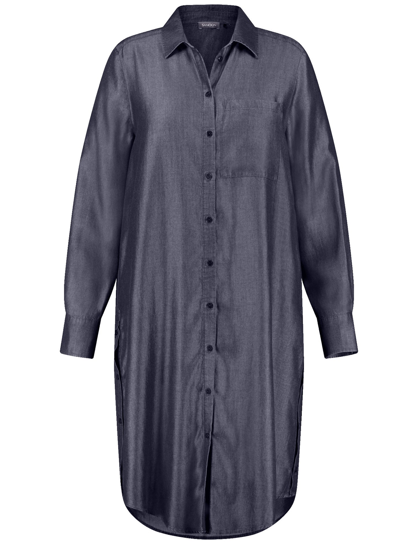Hemdblusenkleid in schimmernder Denim-Optik