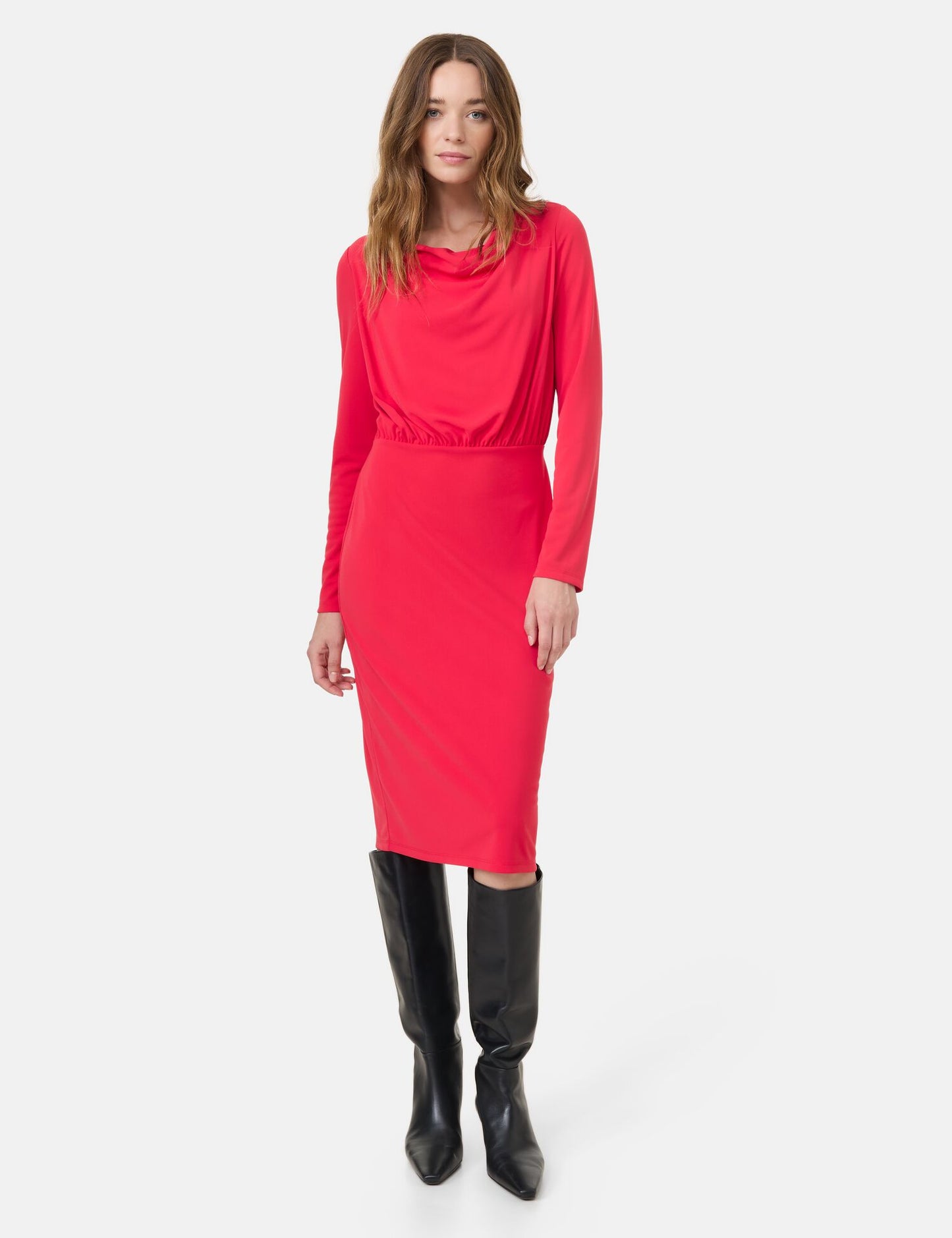 Feminines Kleid mit Wasserfallausschnitt