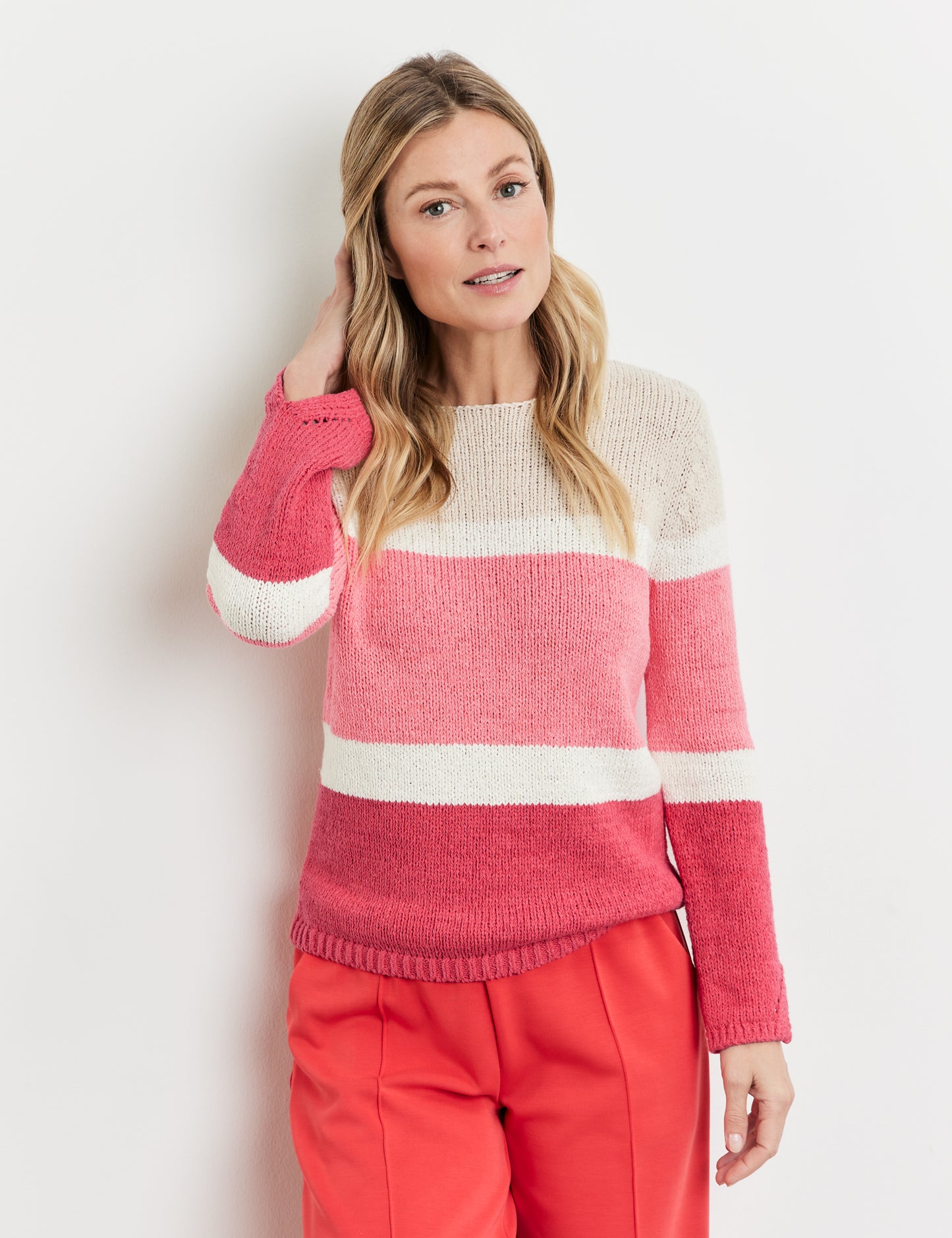 Pullover mit Struktur-Strick und Colourblocking