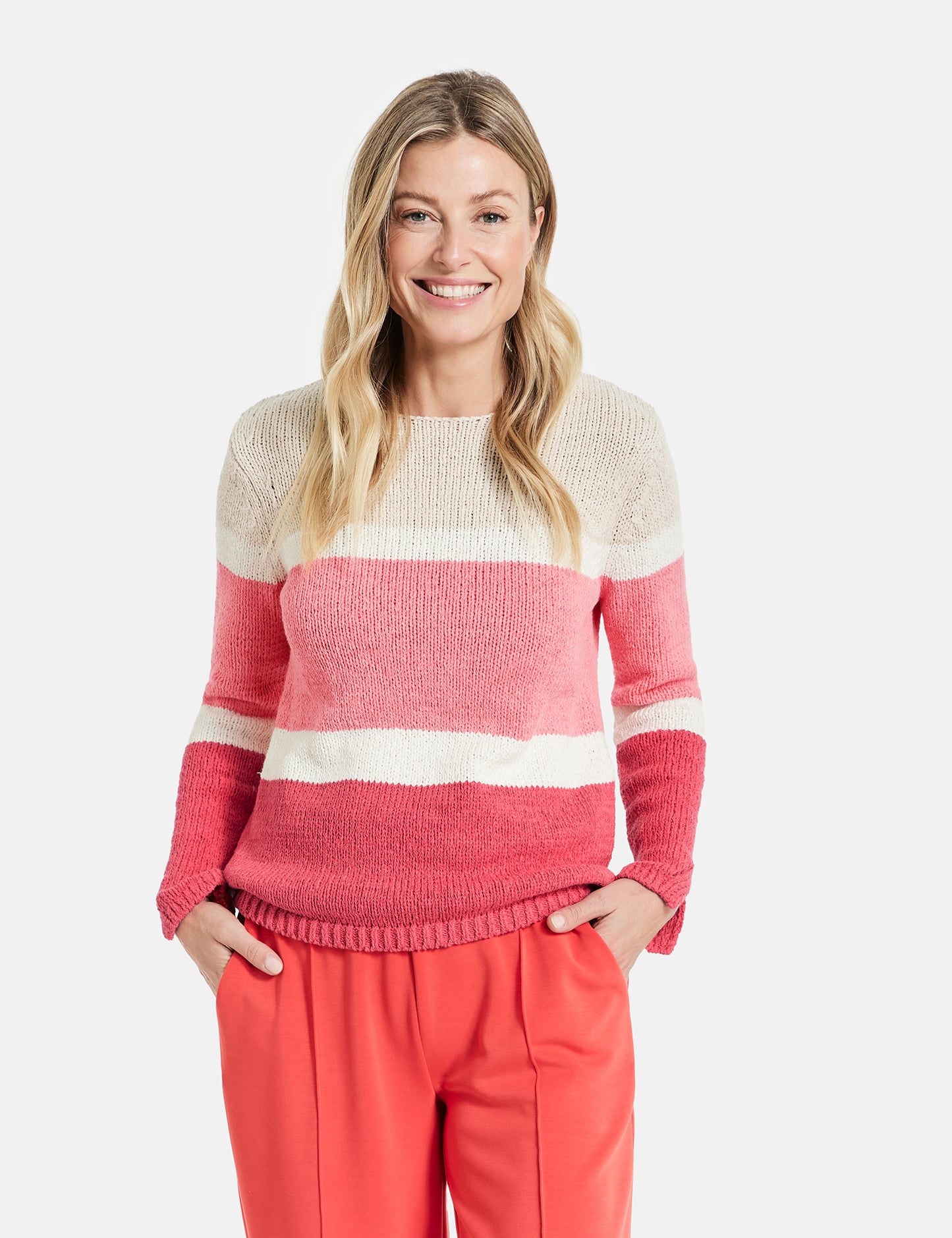 Pullover mit Struktur-Strick und Colourblocking