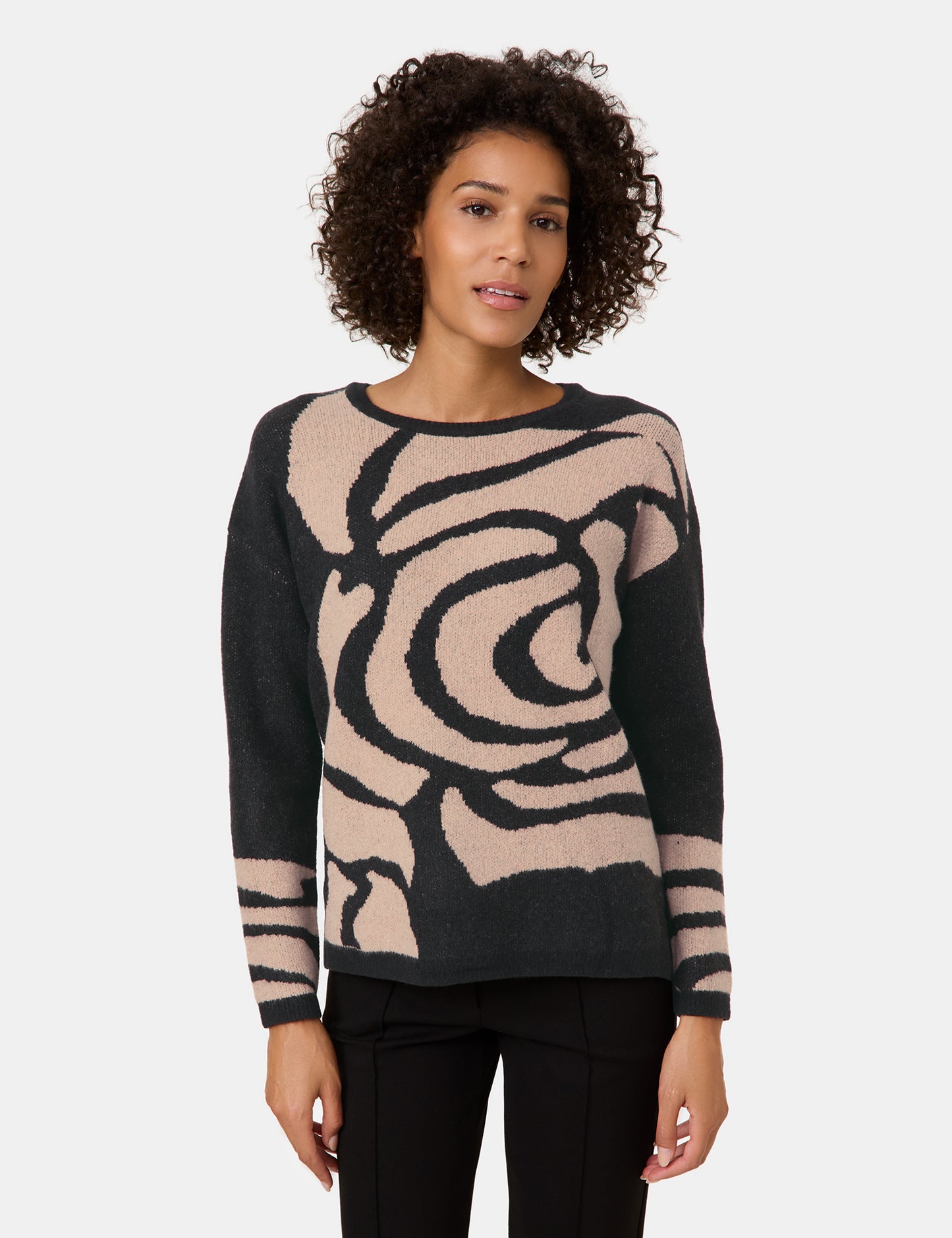 Strickpullover mit floralem Intarsien-Muster