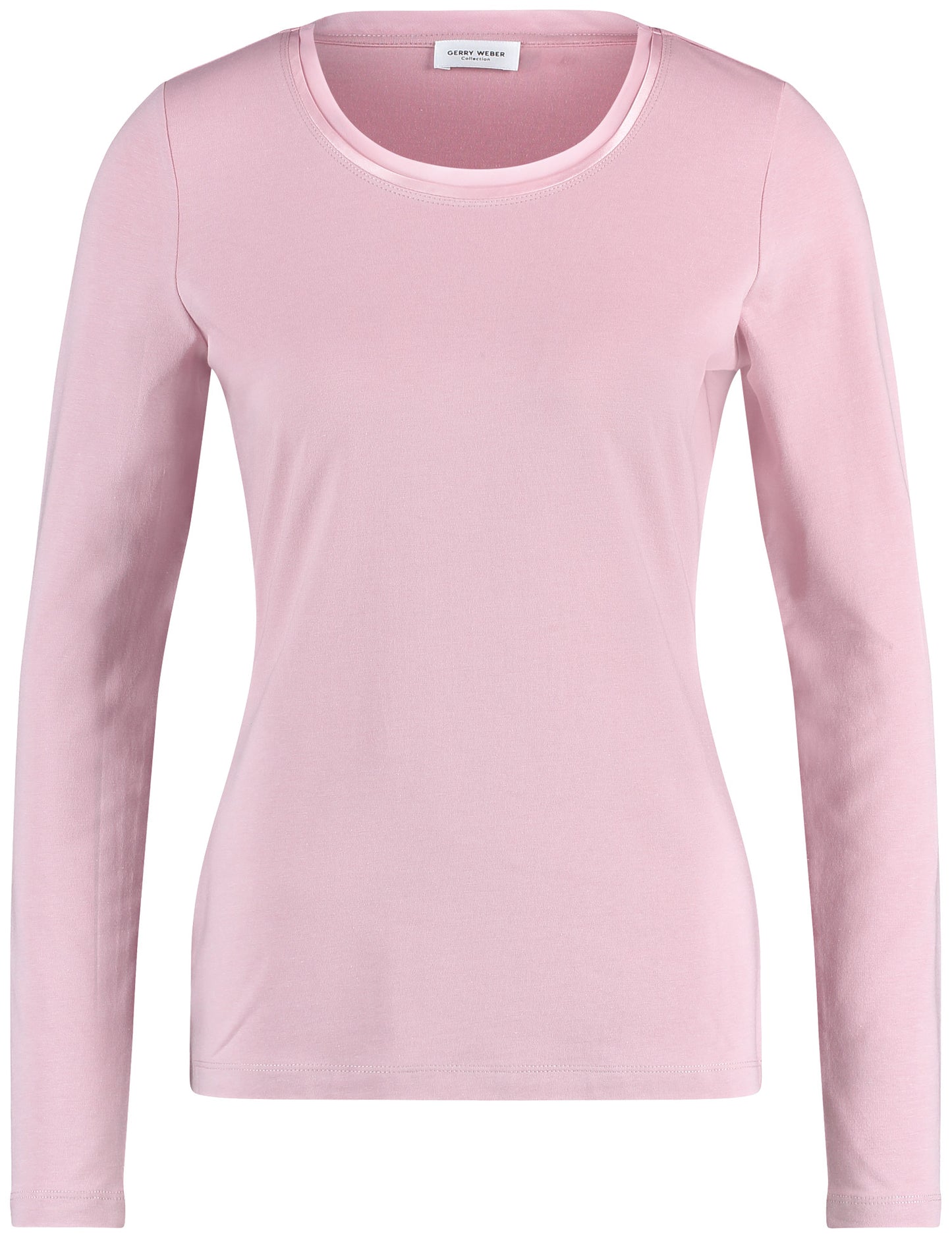 Langarmshirt mit satinierter Ausschnittblende