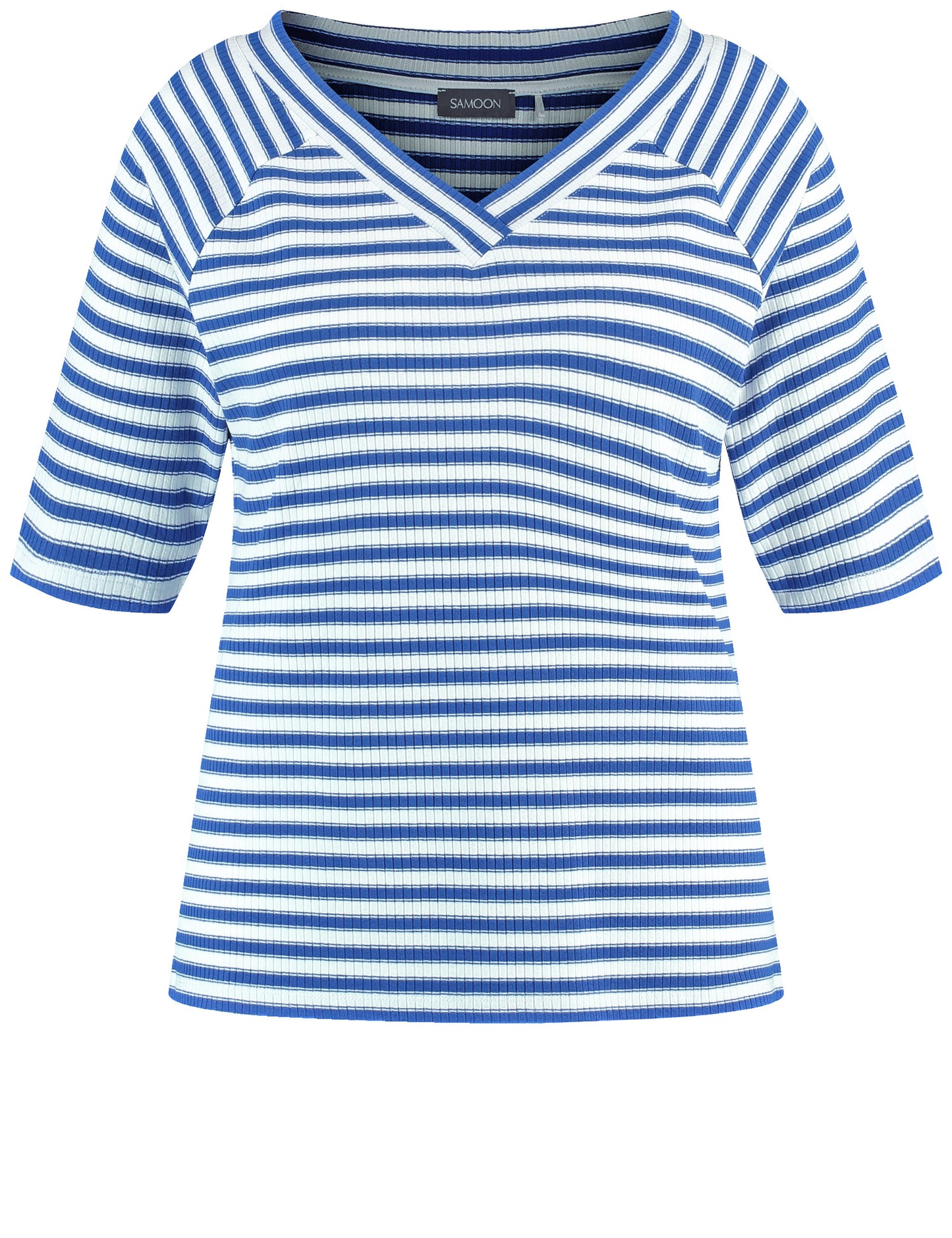 Geringeltes Halbarmshirt mit Ripp-Struktur