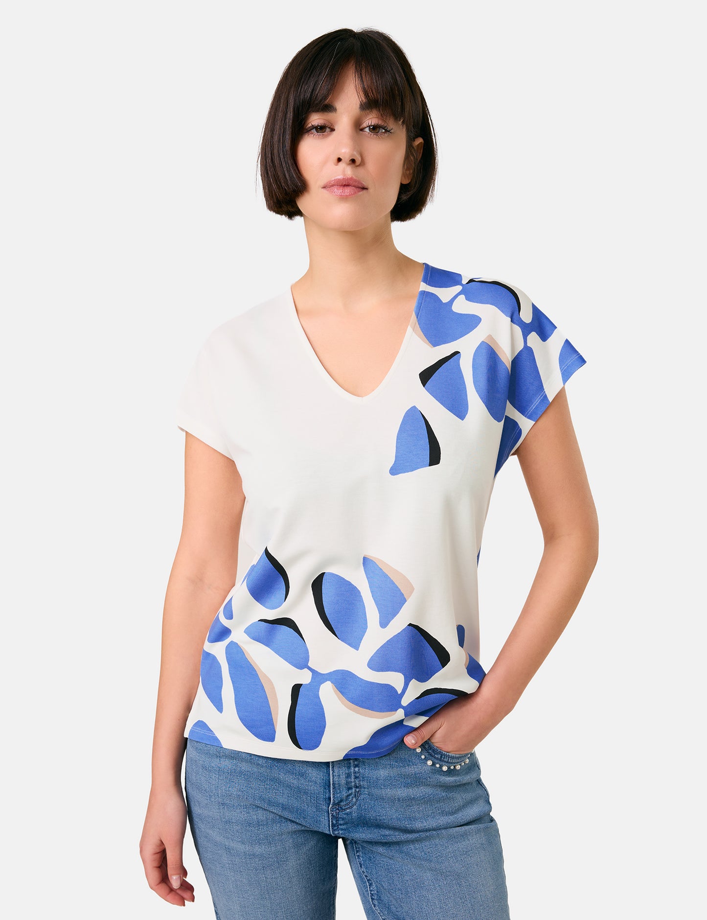 Kurzarmshirt mit V-Ausschnitt