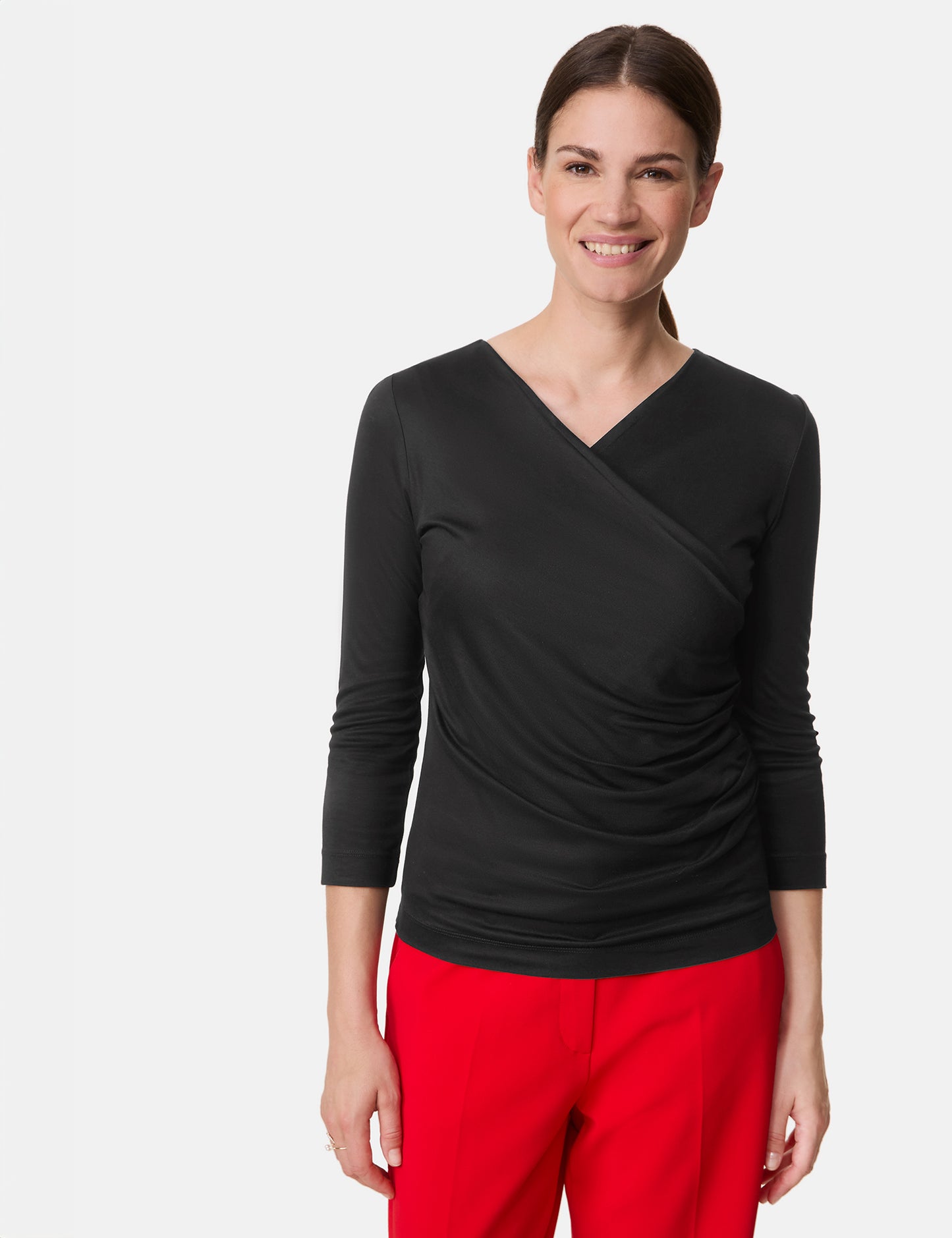 Festliches 3/4 Arm Shirt mit Wickeloptik