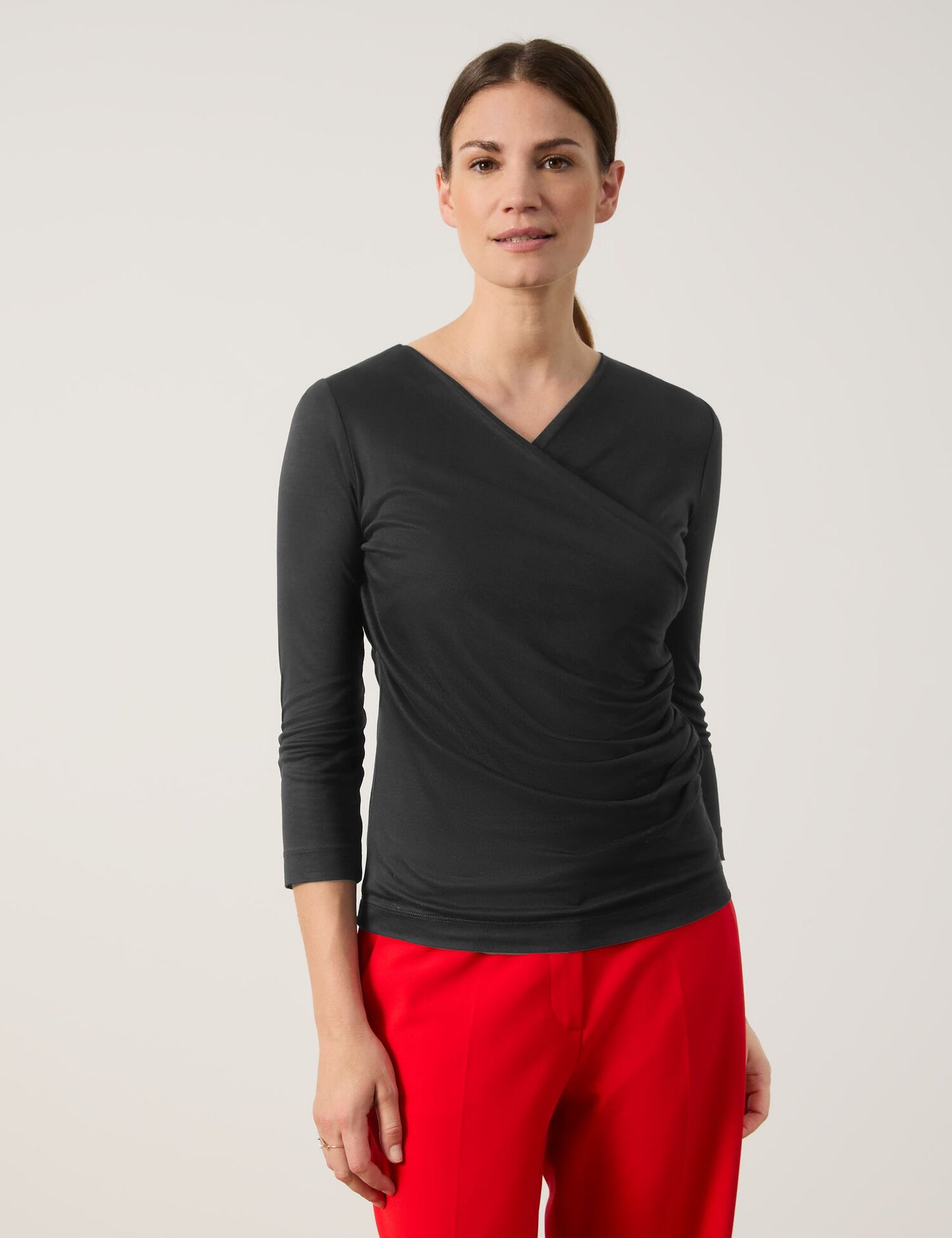 Festliches 3/4 Arm Shirt mit Wickeloptik