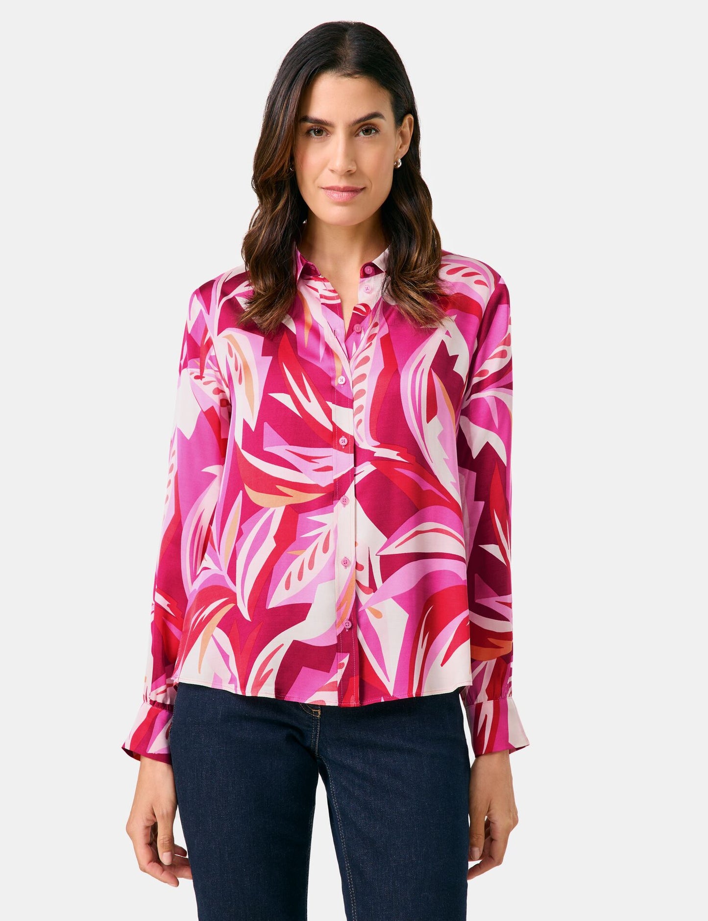 Satinierte Bluse mit floralem Dessin