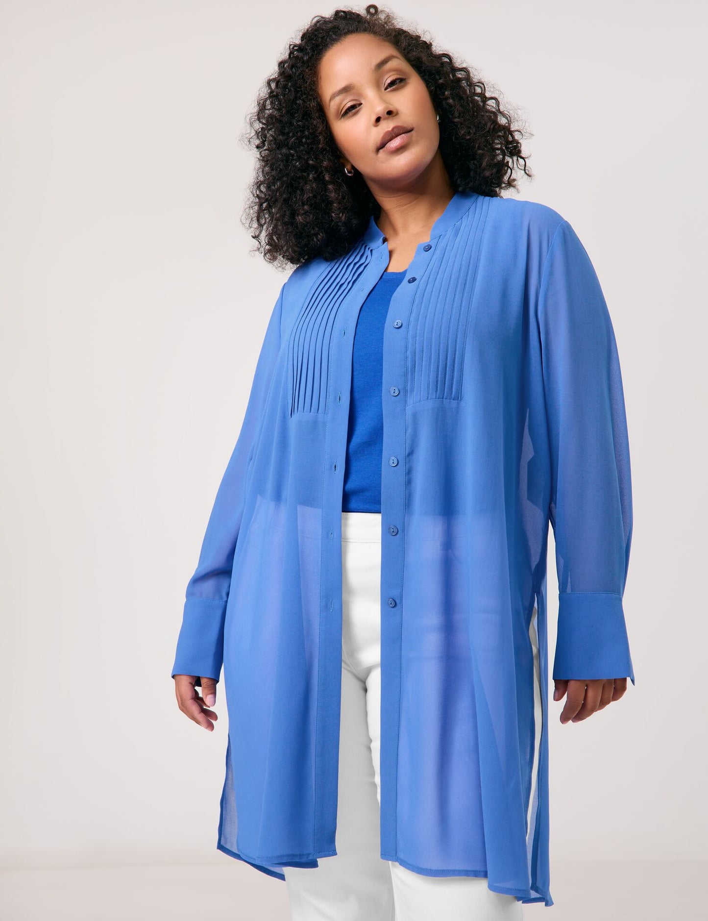 Semitransparente Longbluse aus Chiffon