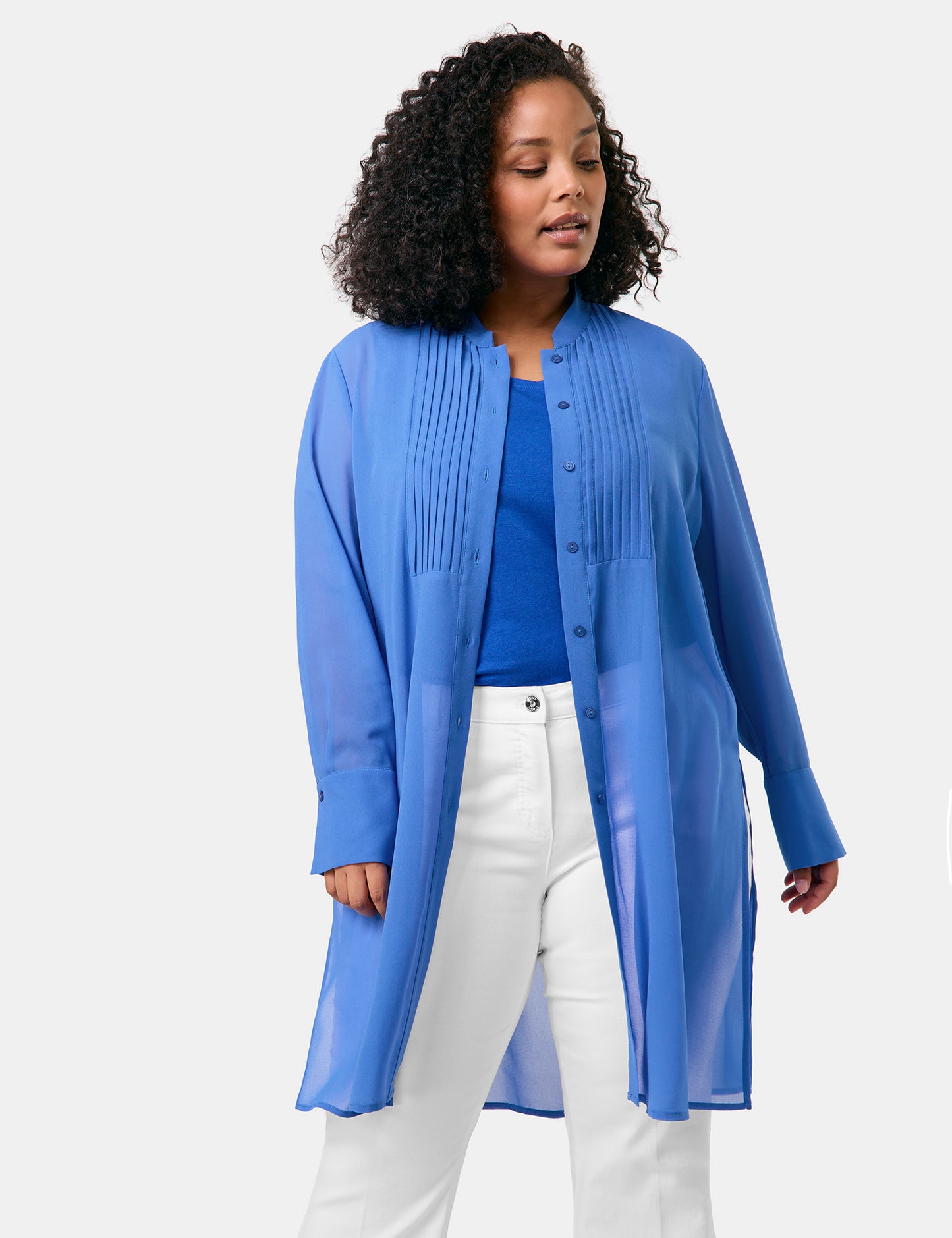 Semitransparente Longbluse aus Chiffon
