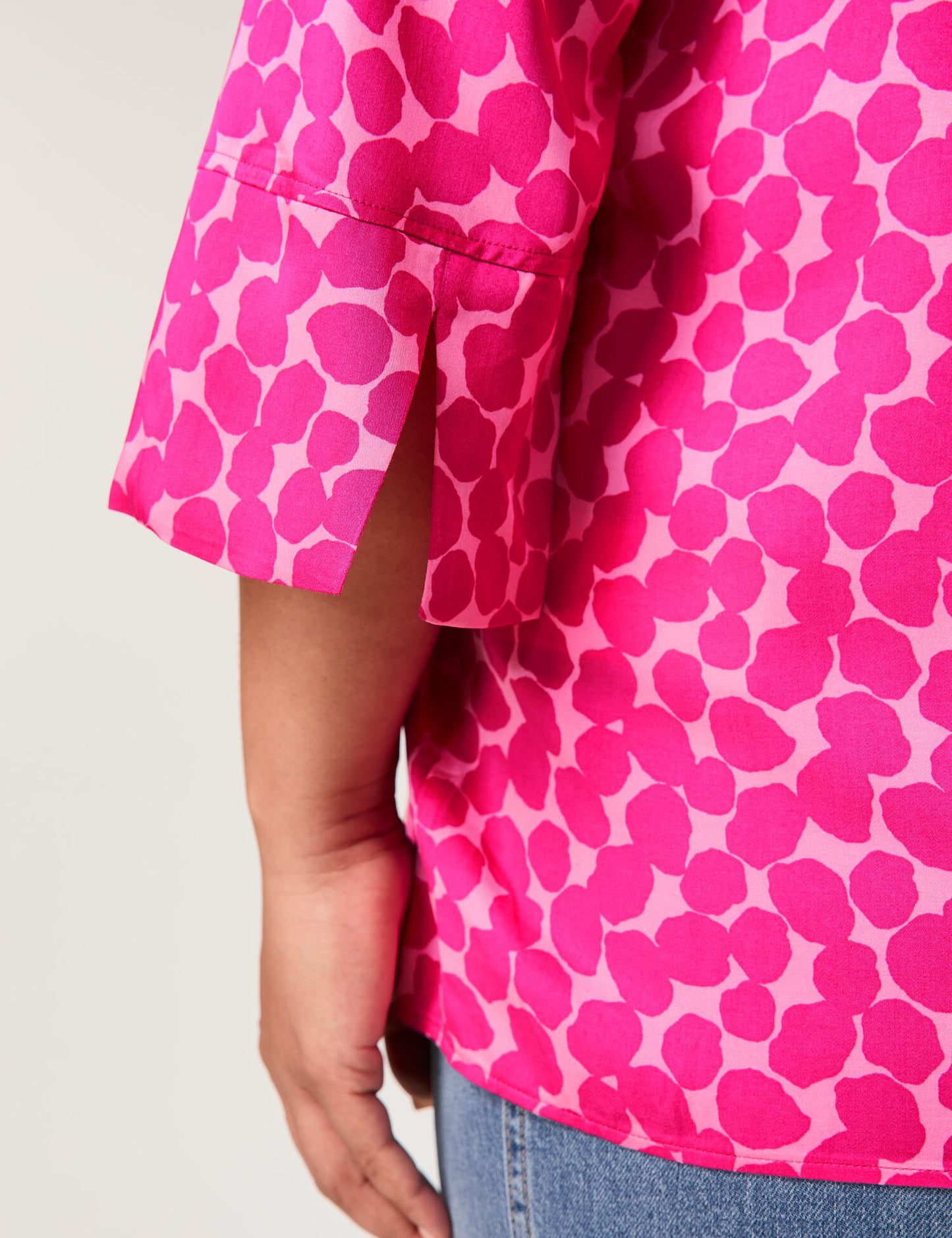 Weite 3/4 Arm Bluse mit Dots-Print