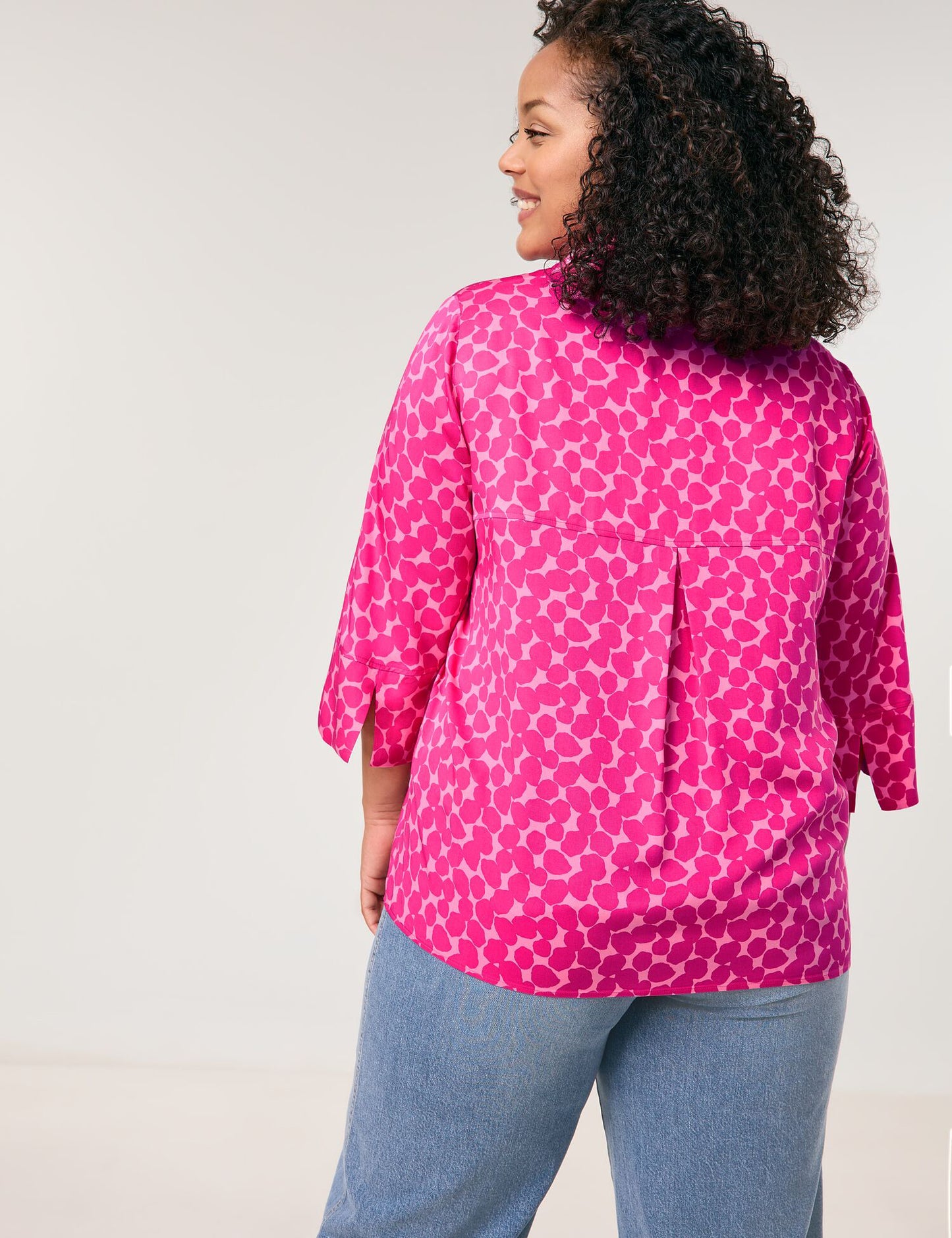 Weite 3/4 Arm Bluse mit Dots-Print