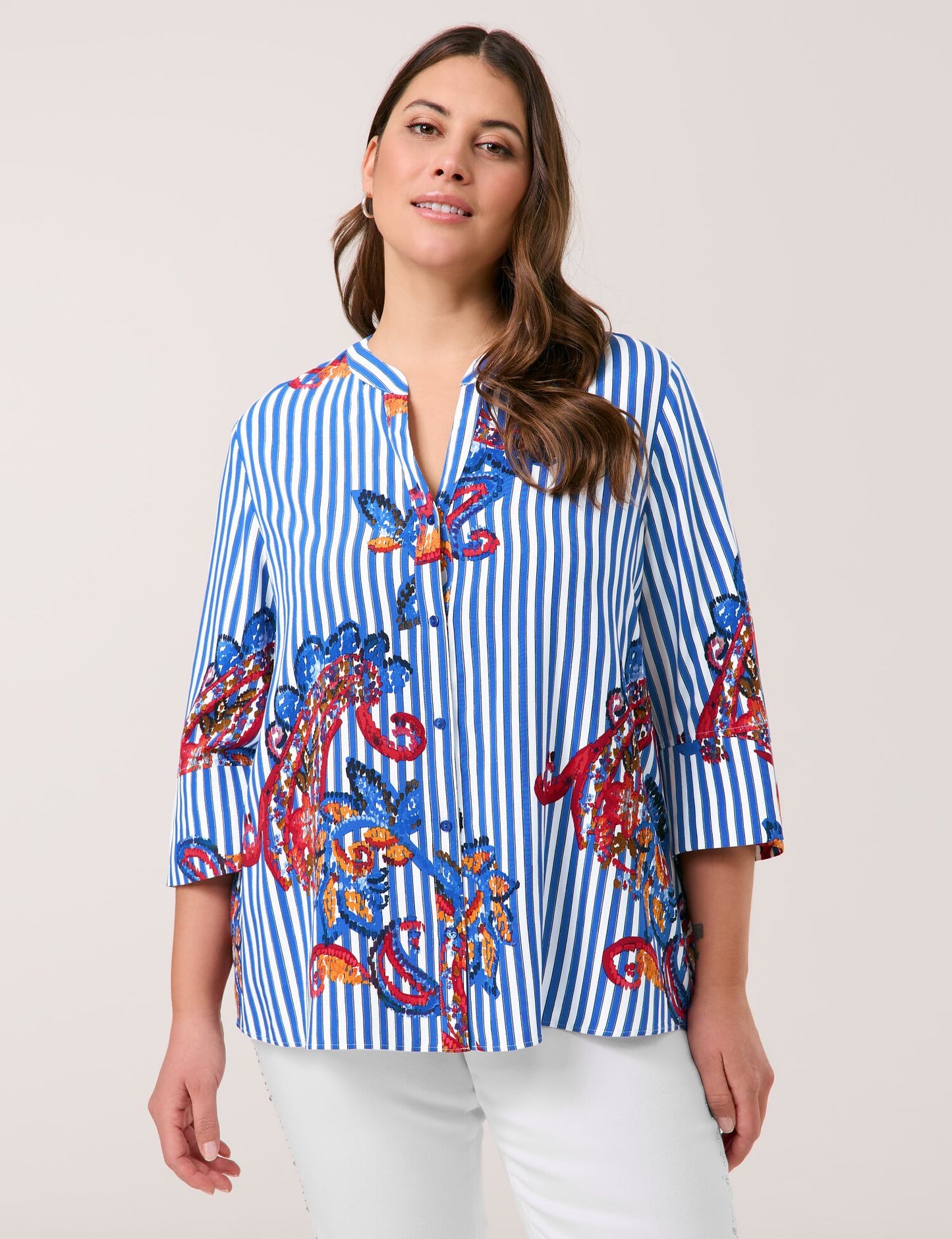 3/4 Arm Bluse mit mit Streifen-Paisley-Muster
