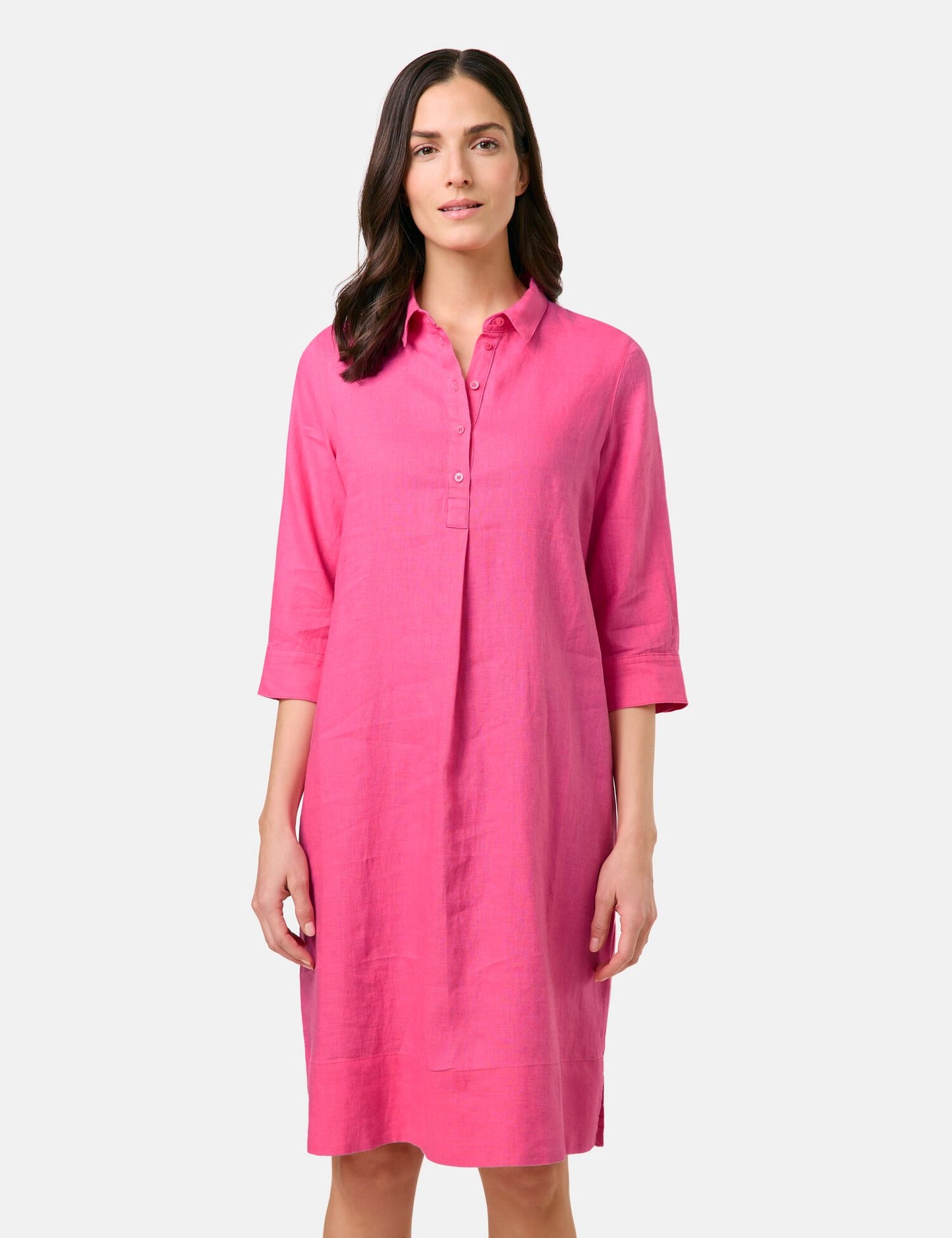 Blusenkleid aus reinem Leinen mit 3/4 Arm
