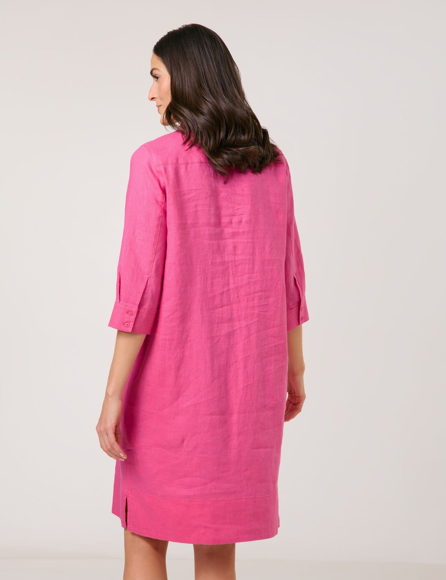 Blusenkleid aus reinem Leinen mit 3/4 Arm