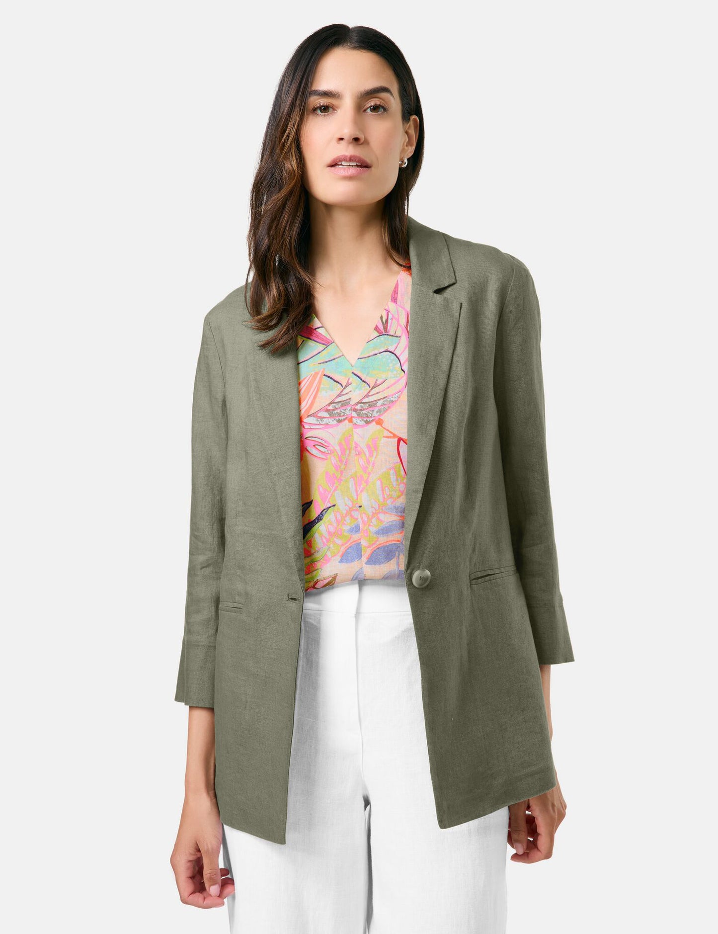 3/4 Arm Blazer aus reinem Leinen