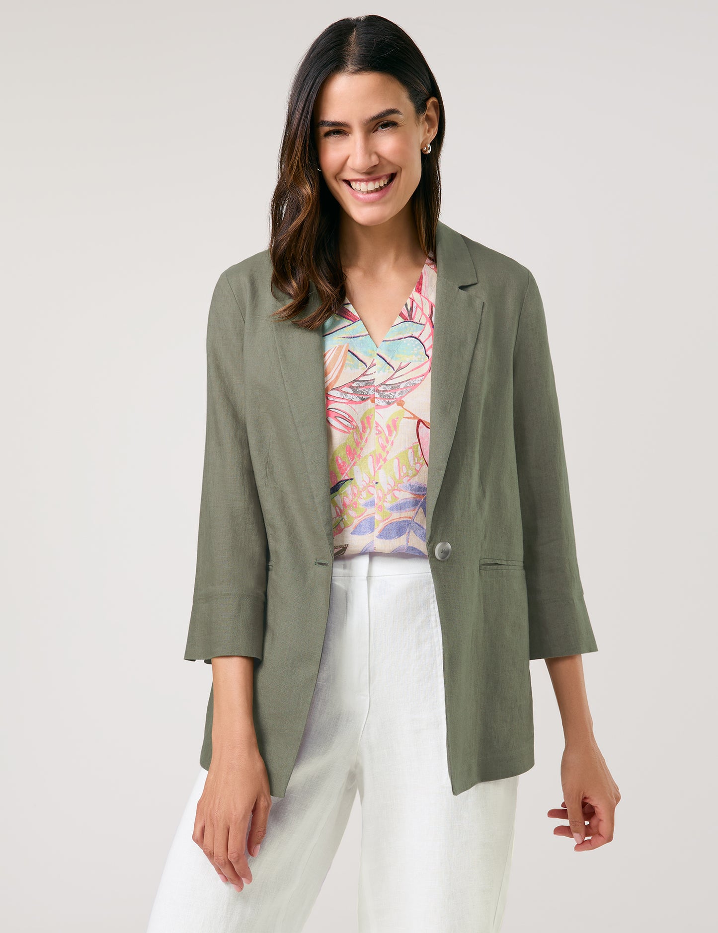 3/4 Arm Blazer aus reinem Leinen
