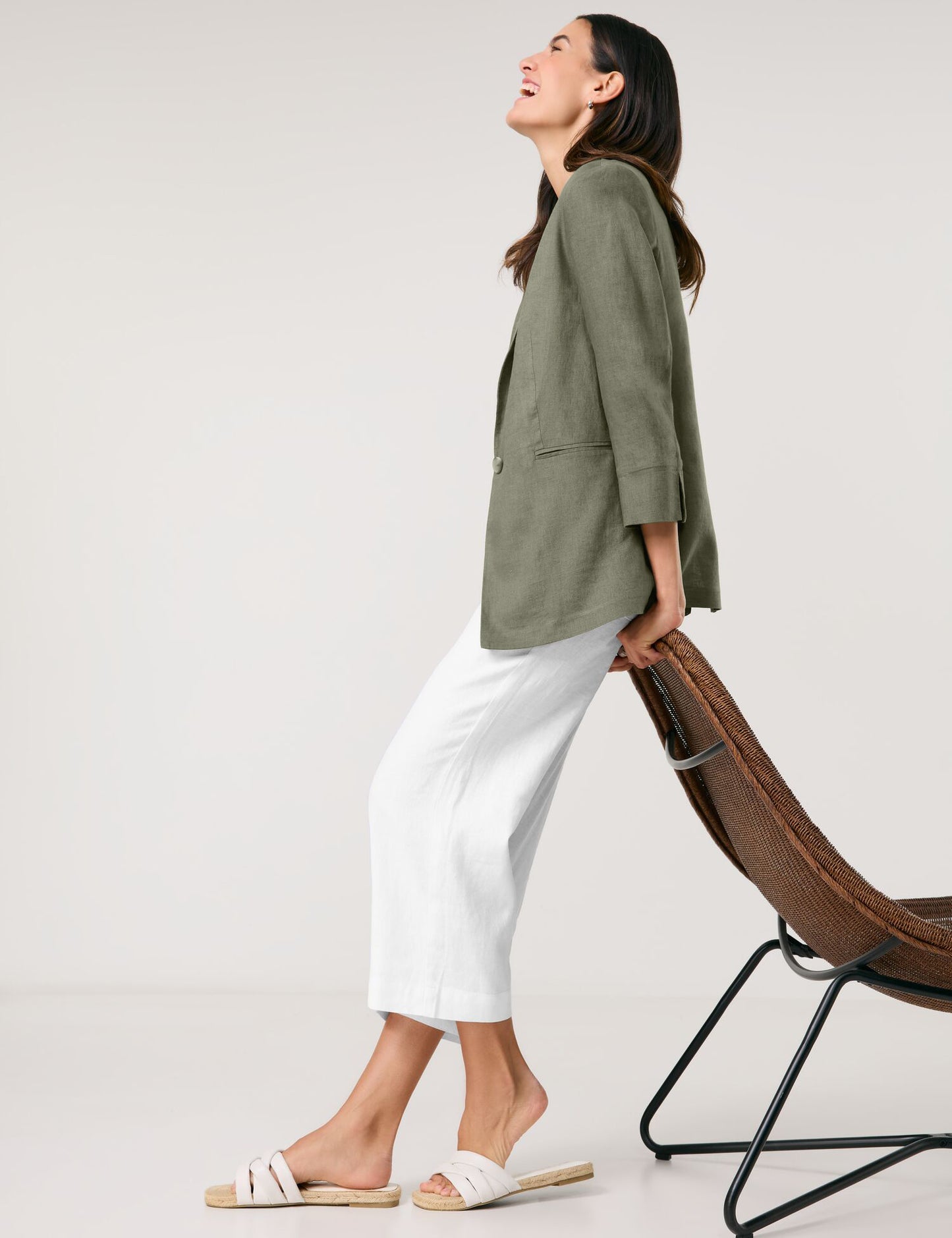 3/4 Arm Blazer aus reinem Leinen
