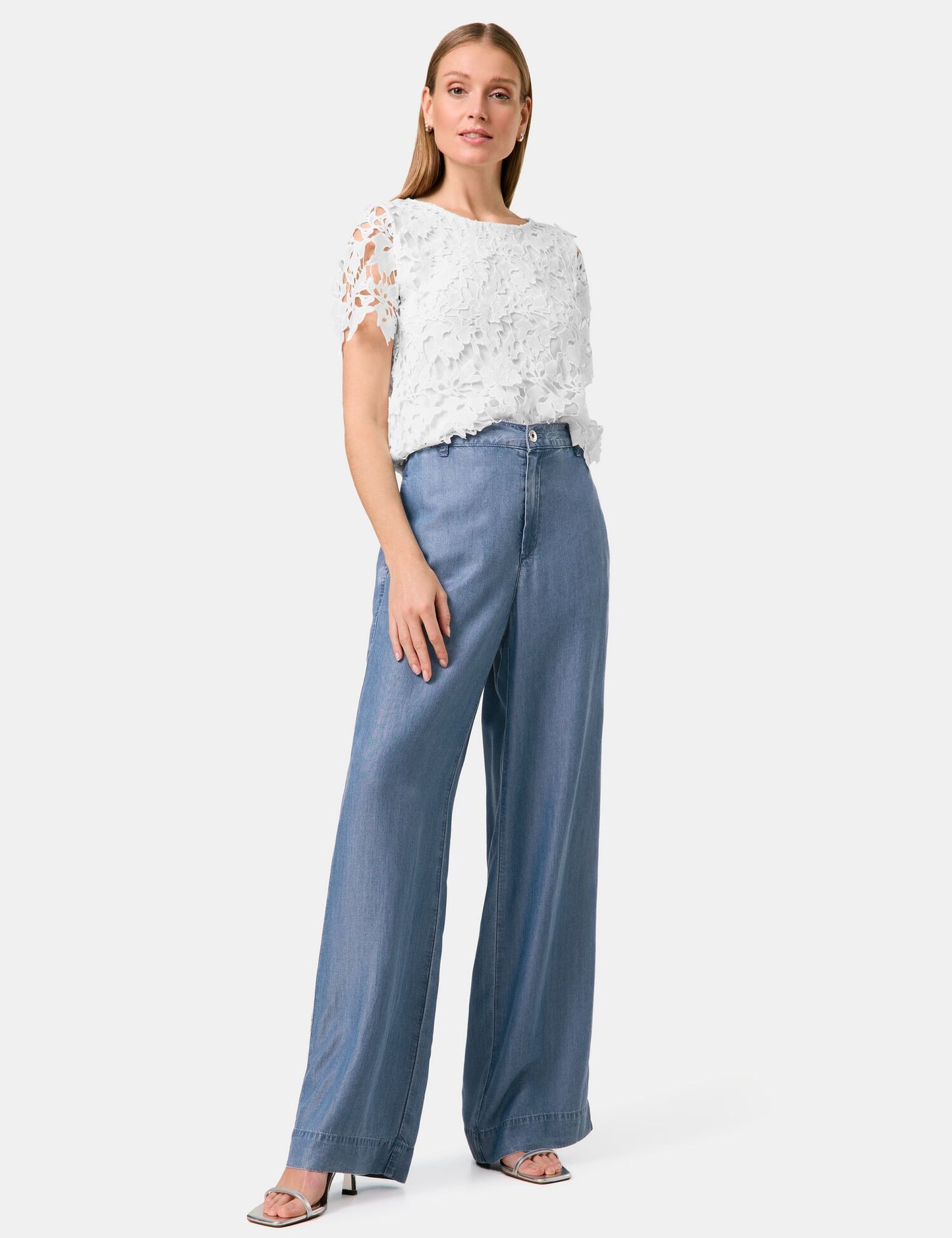 Weite Hose aus Lyocell in Jeans-Optik Palazzo