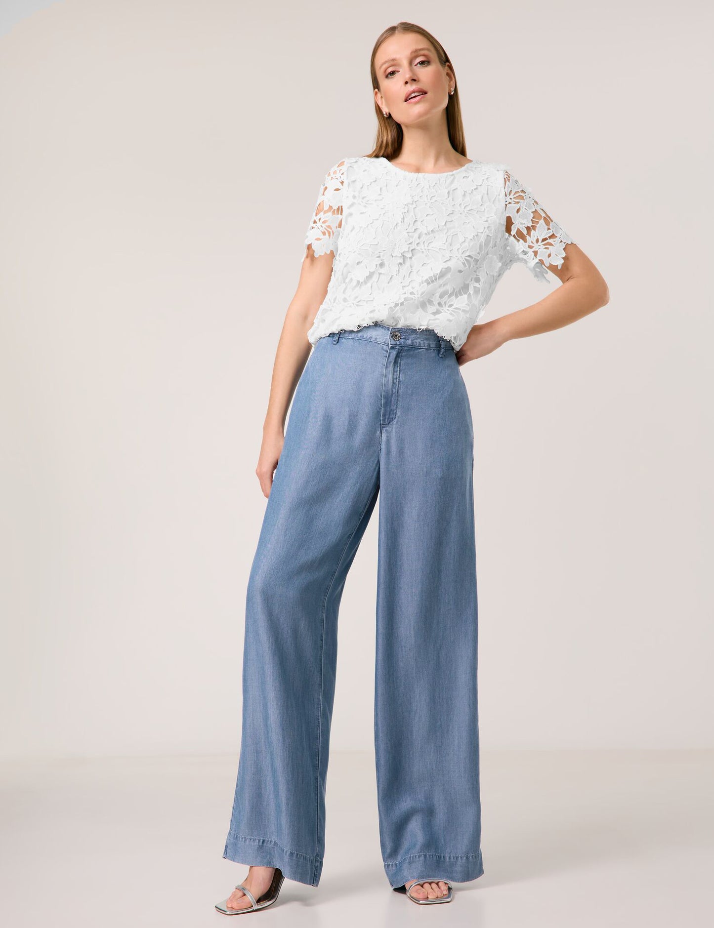 Weite Hose aus Lyocell in Jeans-Optik Palazzo