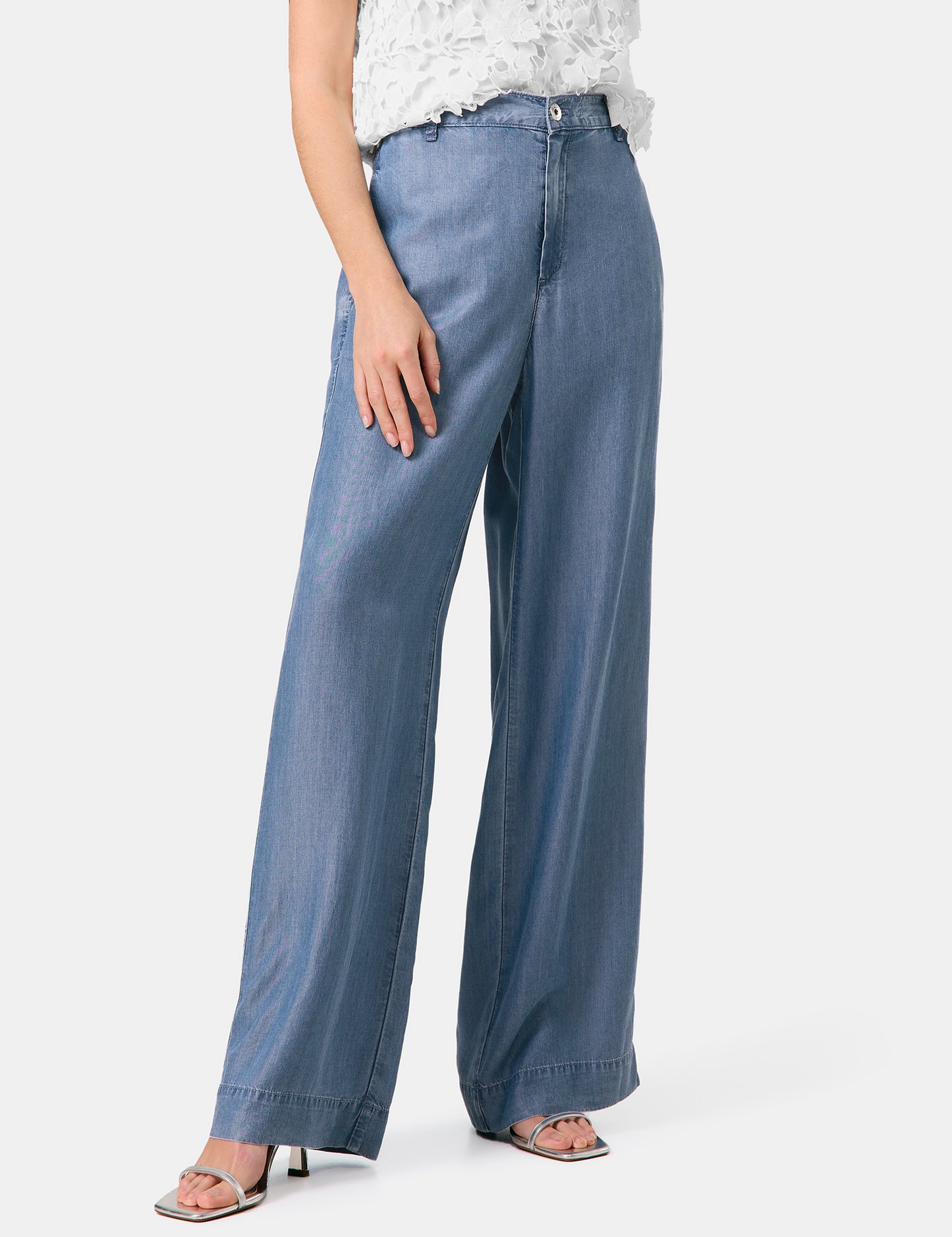 Weite Hose aus Lyocell in Jeans-Optik Palazzo