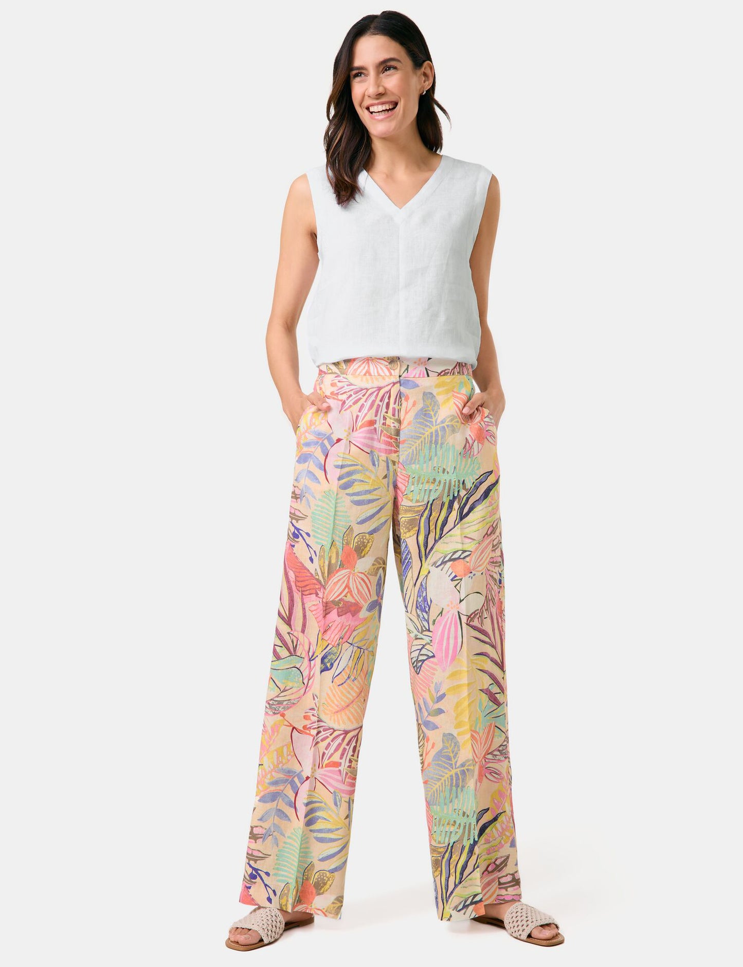 Bedruckte Leinenhose