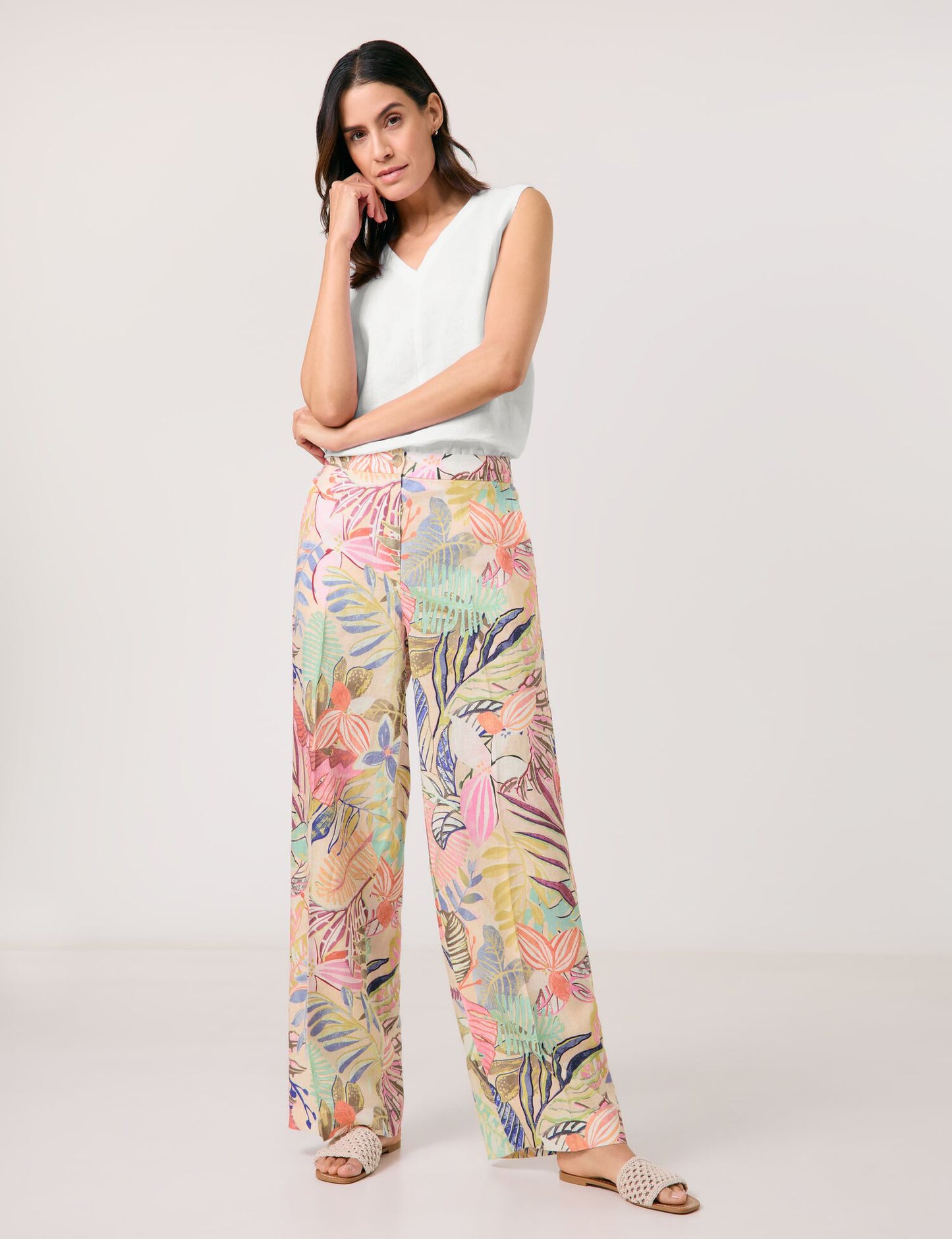 Bedruckte Leinenhose