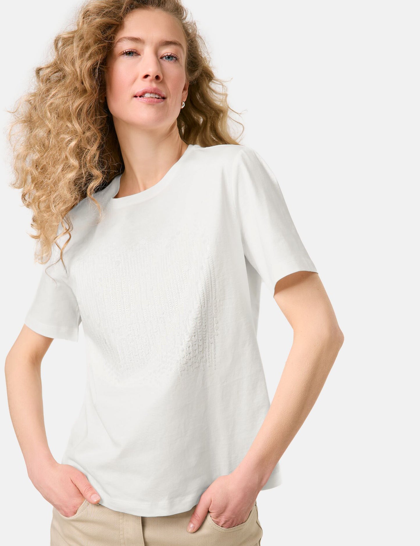 T-Shirt mit halbem Arm und Paillettendekor