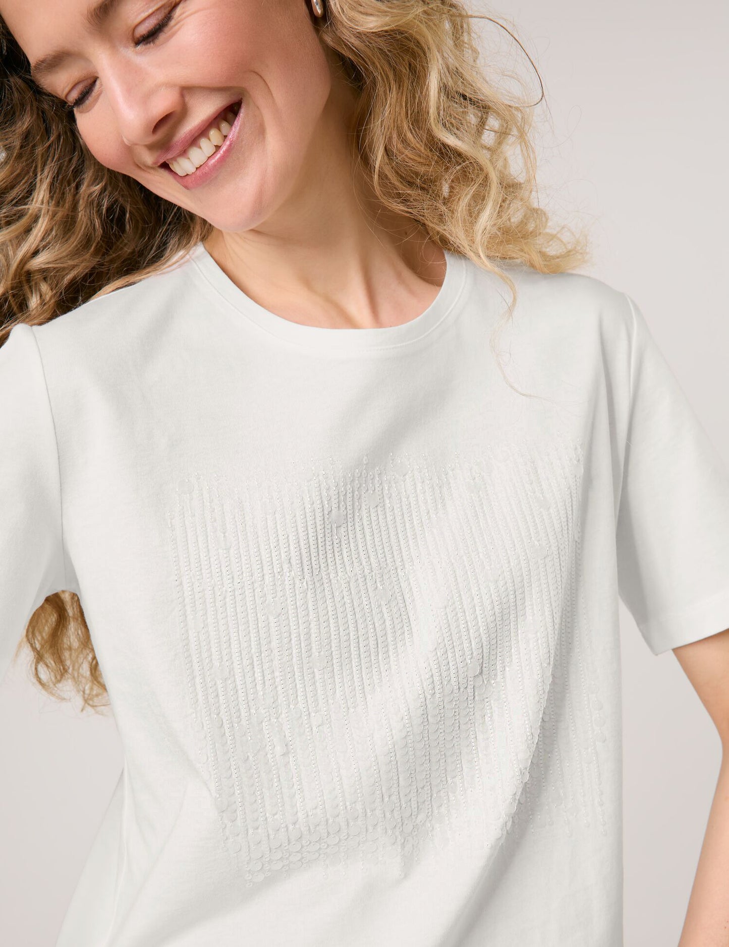 T-Shirt mit halbem Arm und Paillettendekor