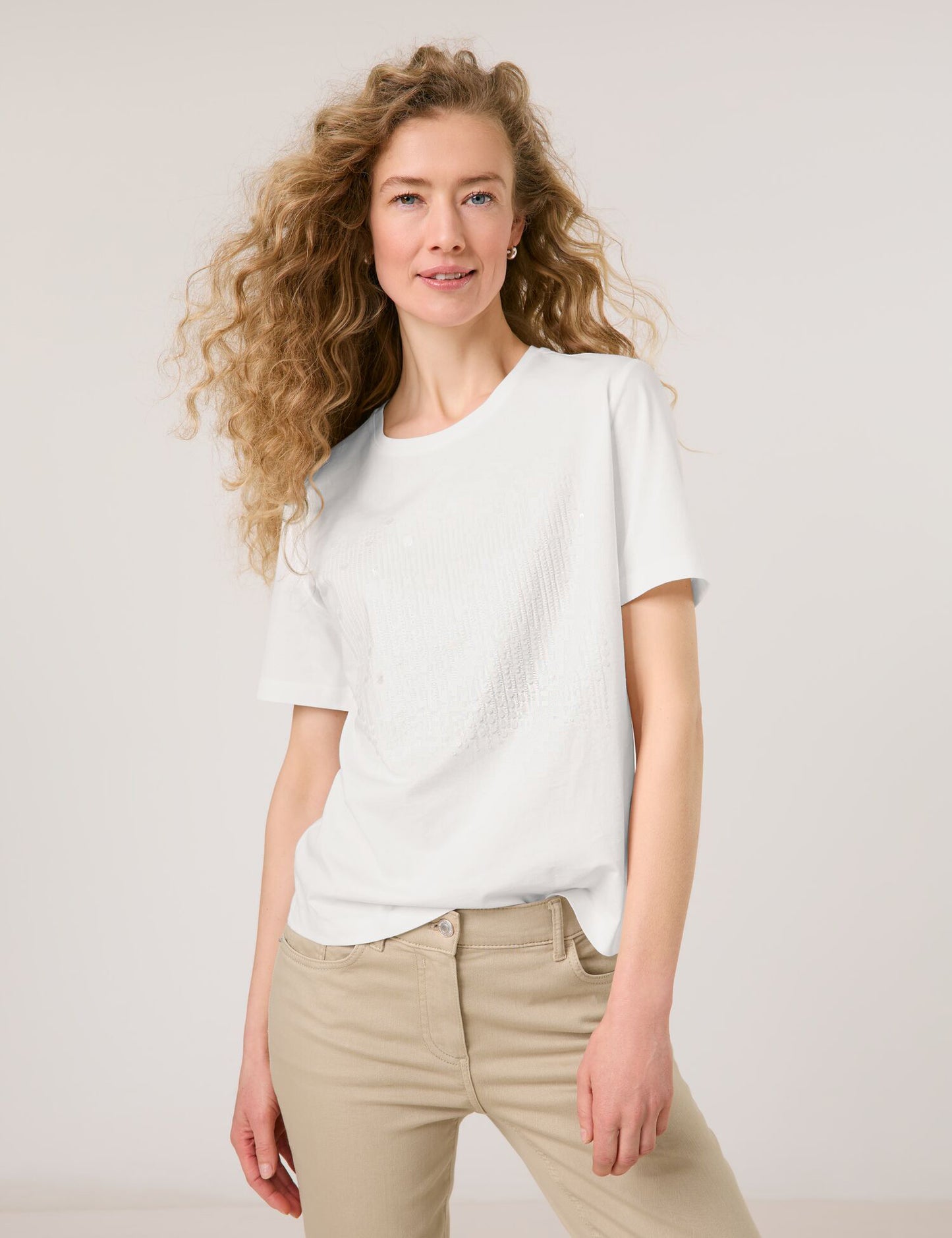 T-Shirt mit halbem Arm und Paillettendekor