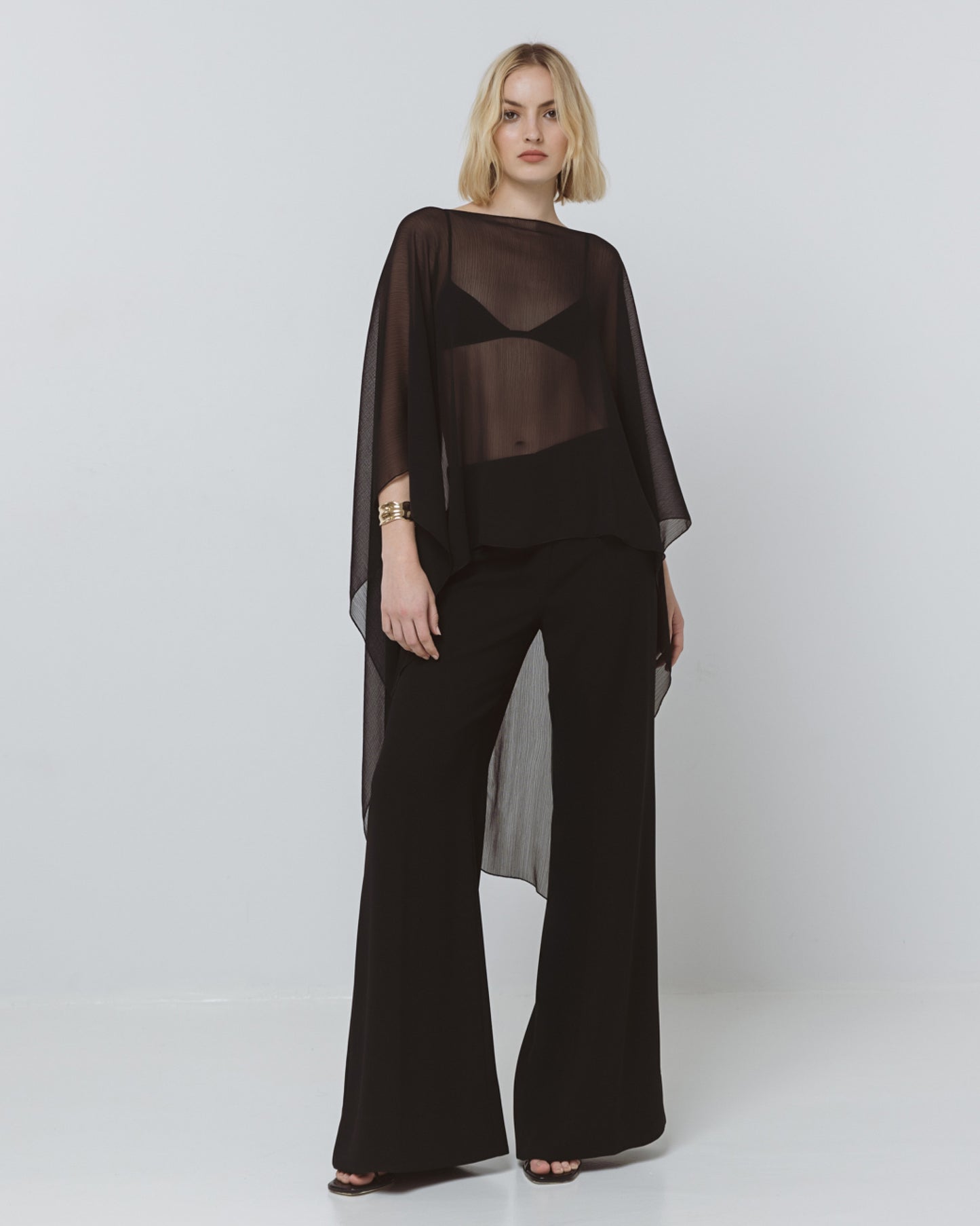 Asymmetric cape-blouse