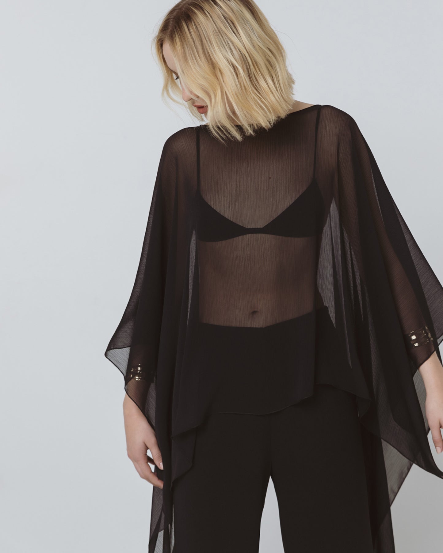 Asymmetric cape-blouse