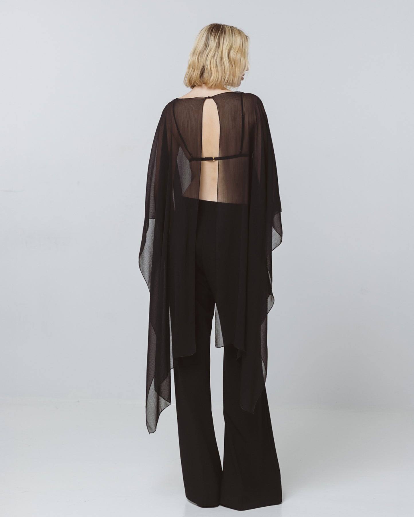 Asymmetric cape-blouse