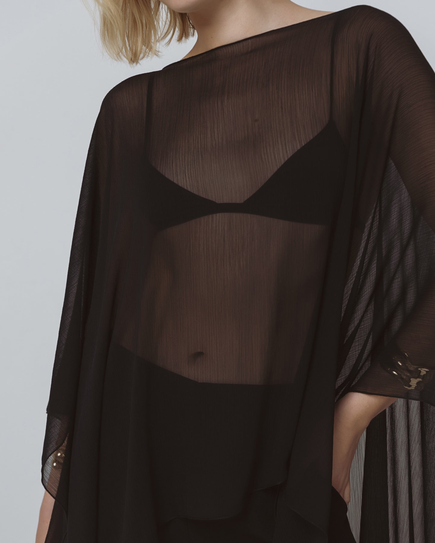 Asymmetric cape-blouse