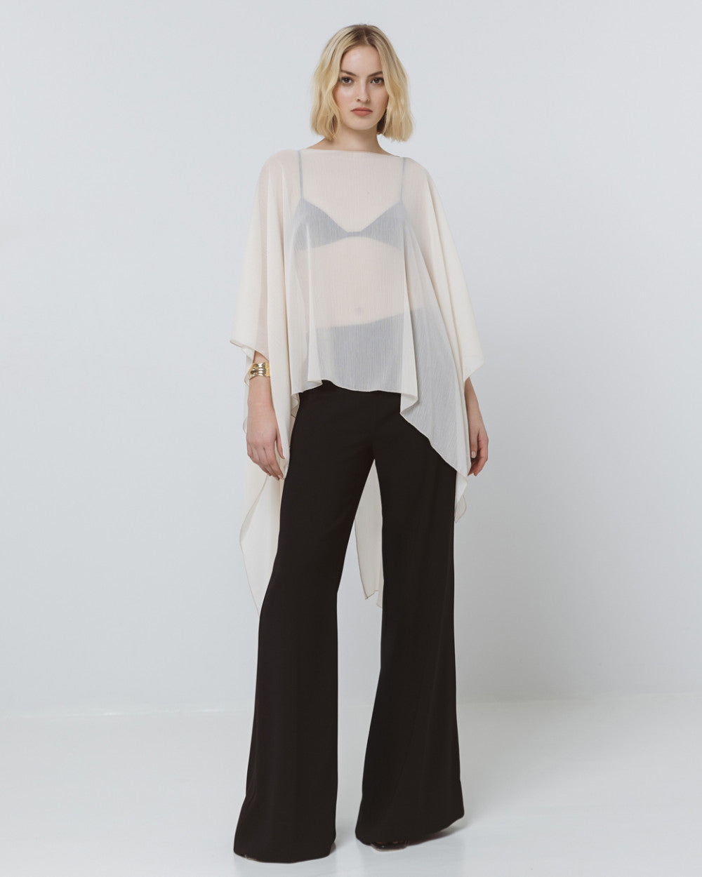 Asymmetric cape-blouse