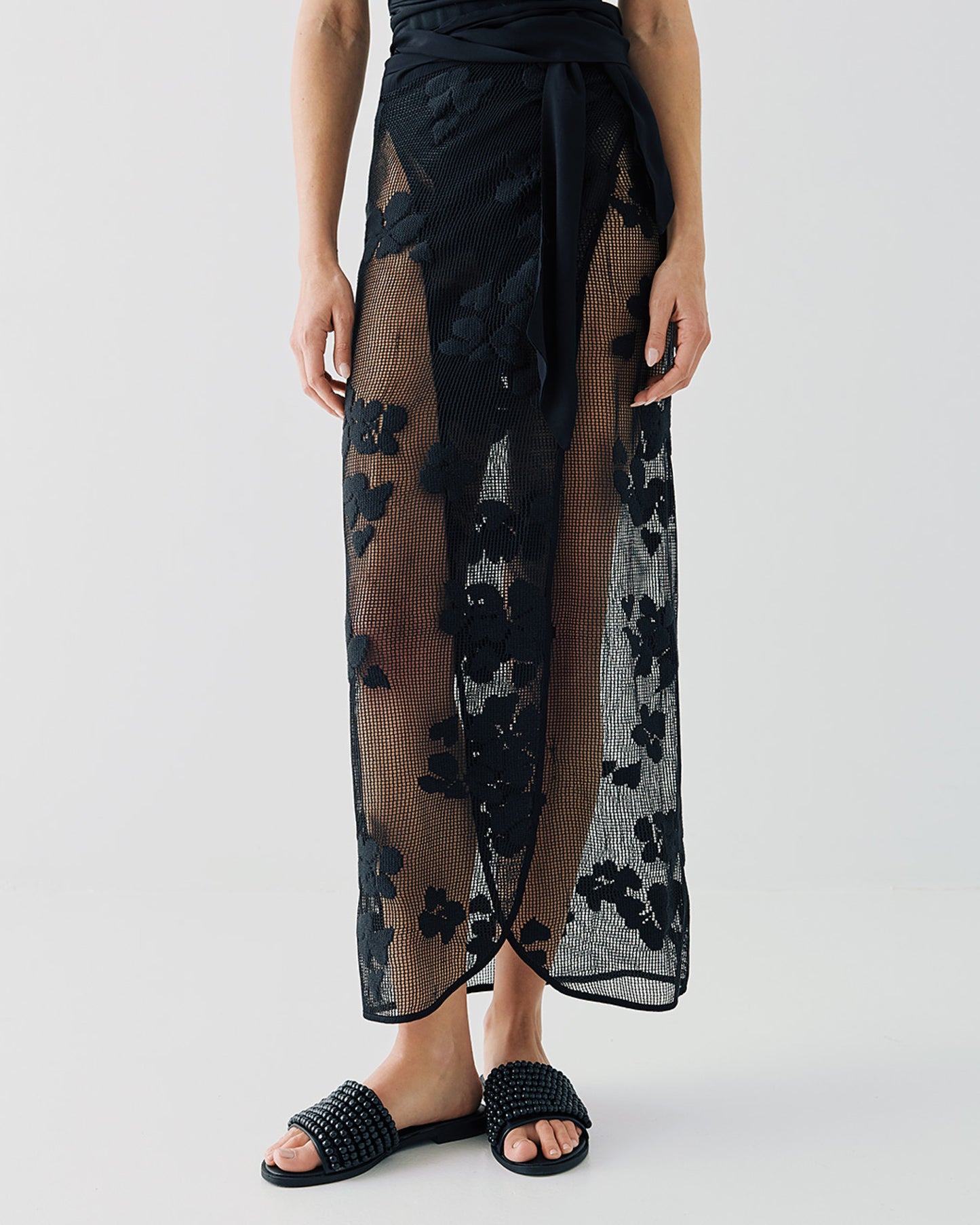 Wrap fishnet skirt