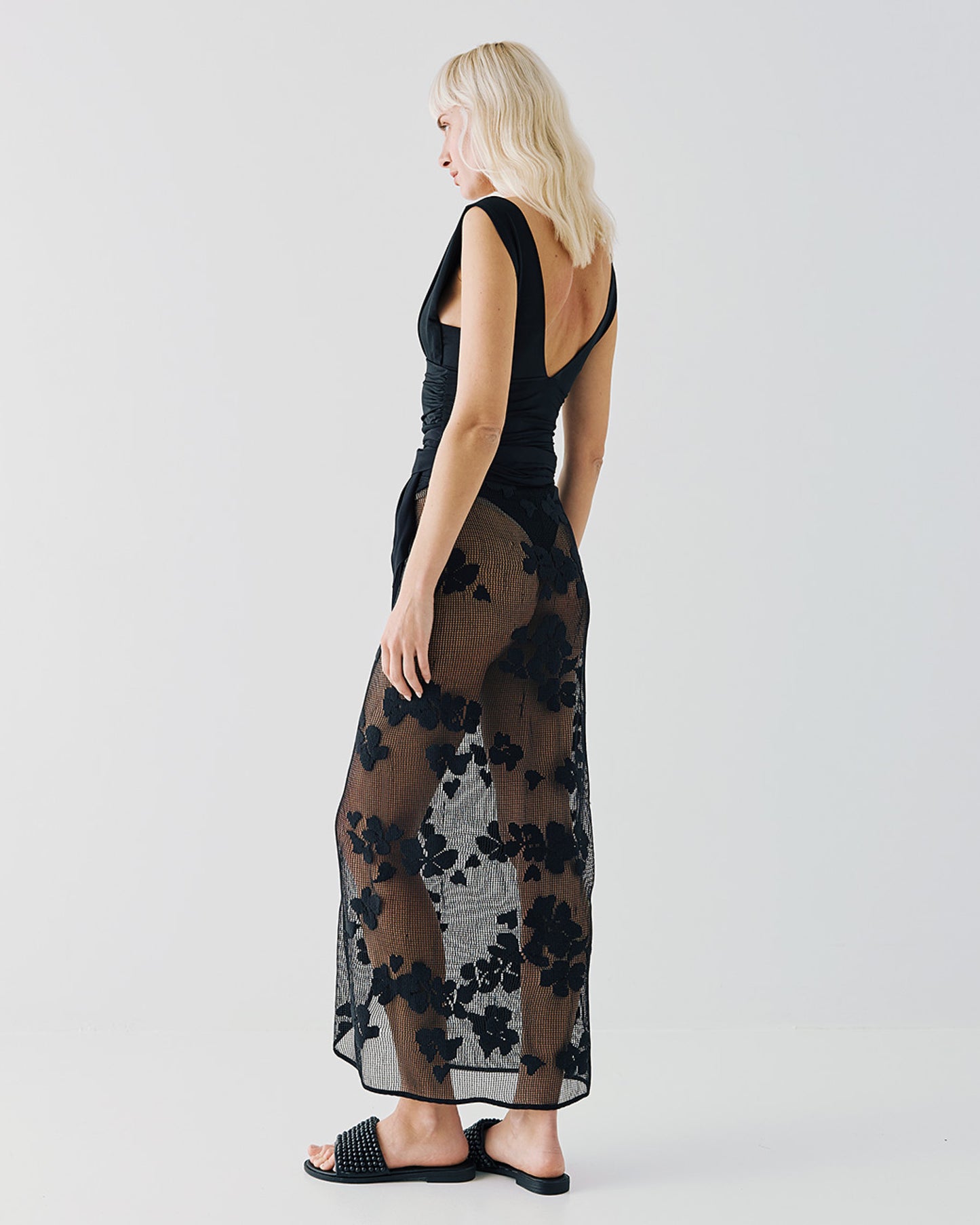 Wrap fishnet skirt
