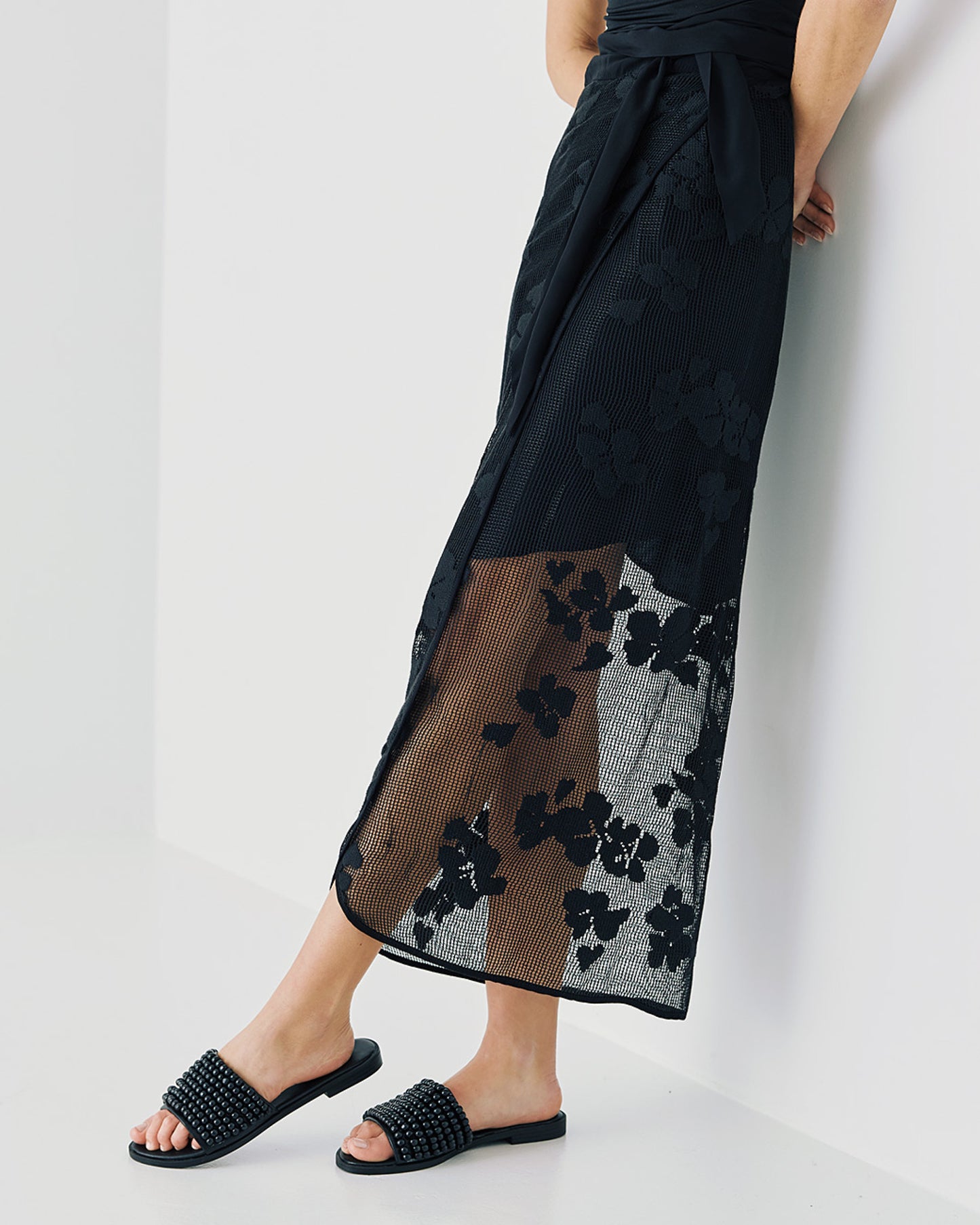 Wrap fishnet skirt