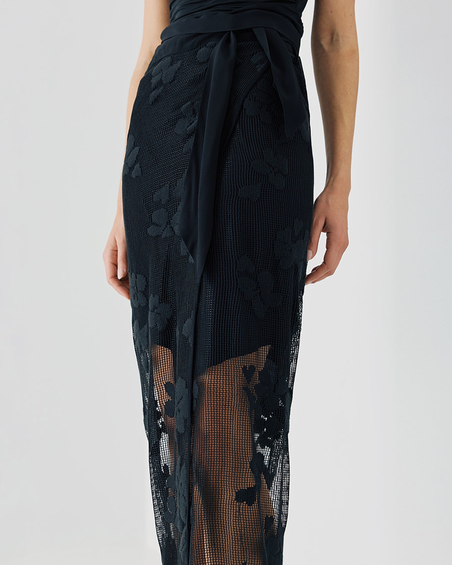 Wrap fishnet skirt