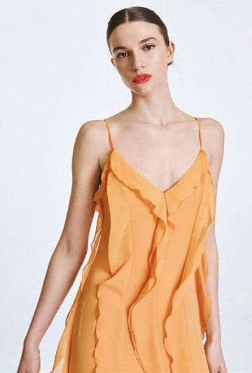 Maxi V-neck ruffle dress