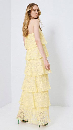 Maxi devore dress with ruffle detai
