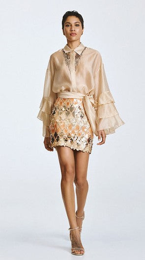 Shirt with sequins and ruffle detai