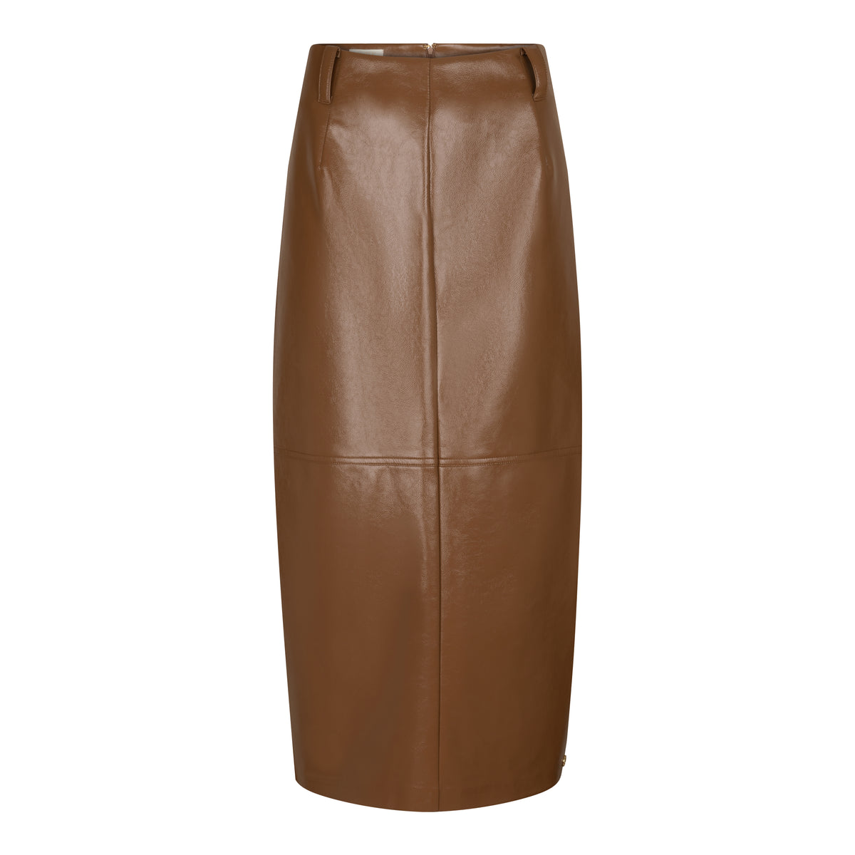 JV-SALLY High-Waisted Fitted Midirock in Lackoptik