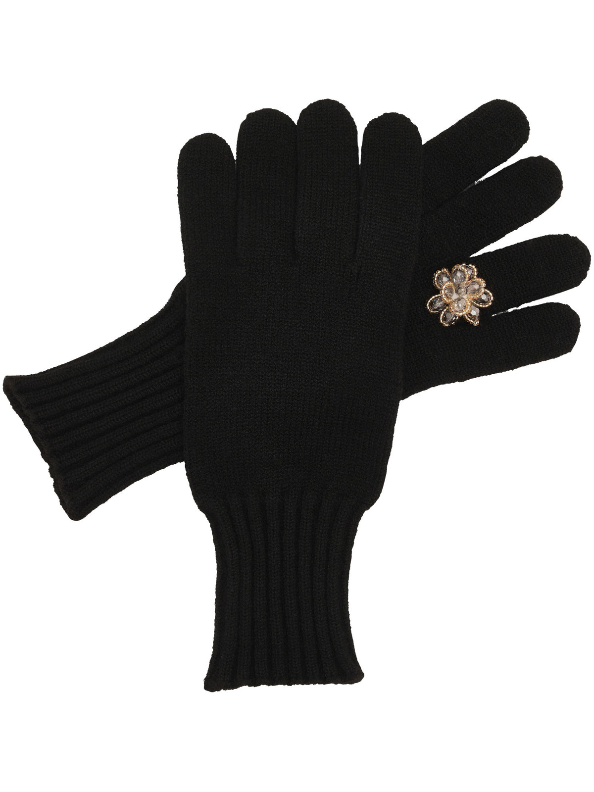 Polyester Handbekleidung Strickhandschuhe mit aufgenähter Ring-Applikation
