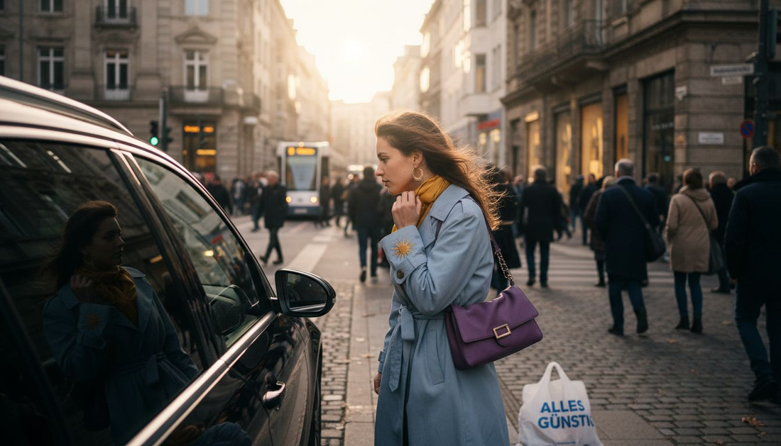 Stilbewusste junge Frau bringt mit angesagten Farben frischen Wind in ihren urbanen Alltag.