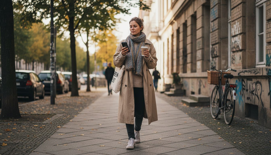 Ein angesagter Mode-Influencer zeigt sich in stylischer Berliner Streetwear auf den Straßen der Hauptstadt.