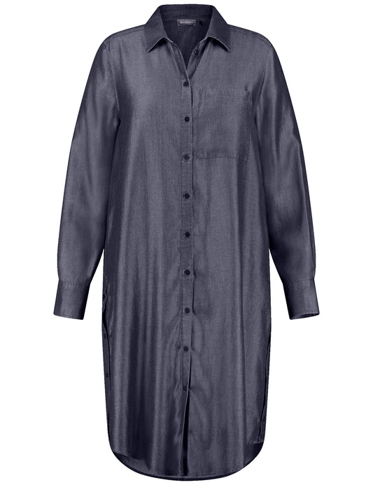 Hemdblusenkleid in schimmernder Denim-Optik