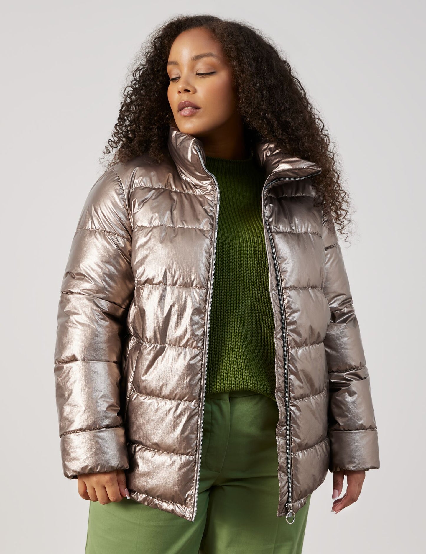 Steppjacke mit Metallic-Optik