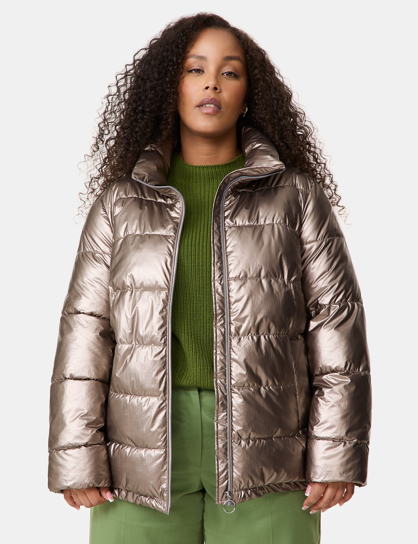 Steppjacke mit Metallic-Optik