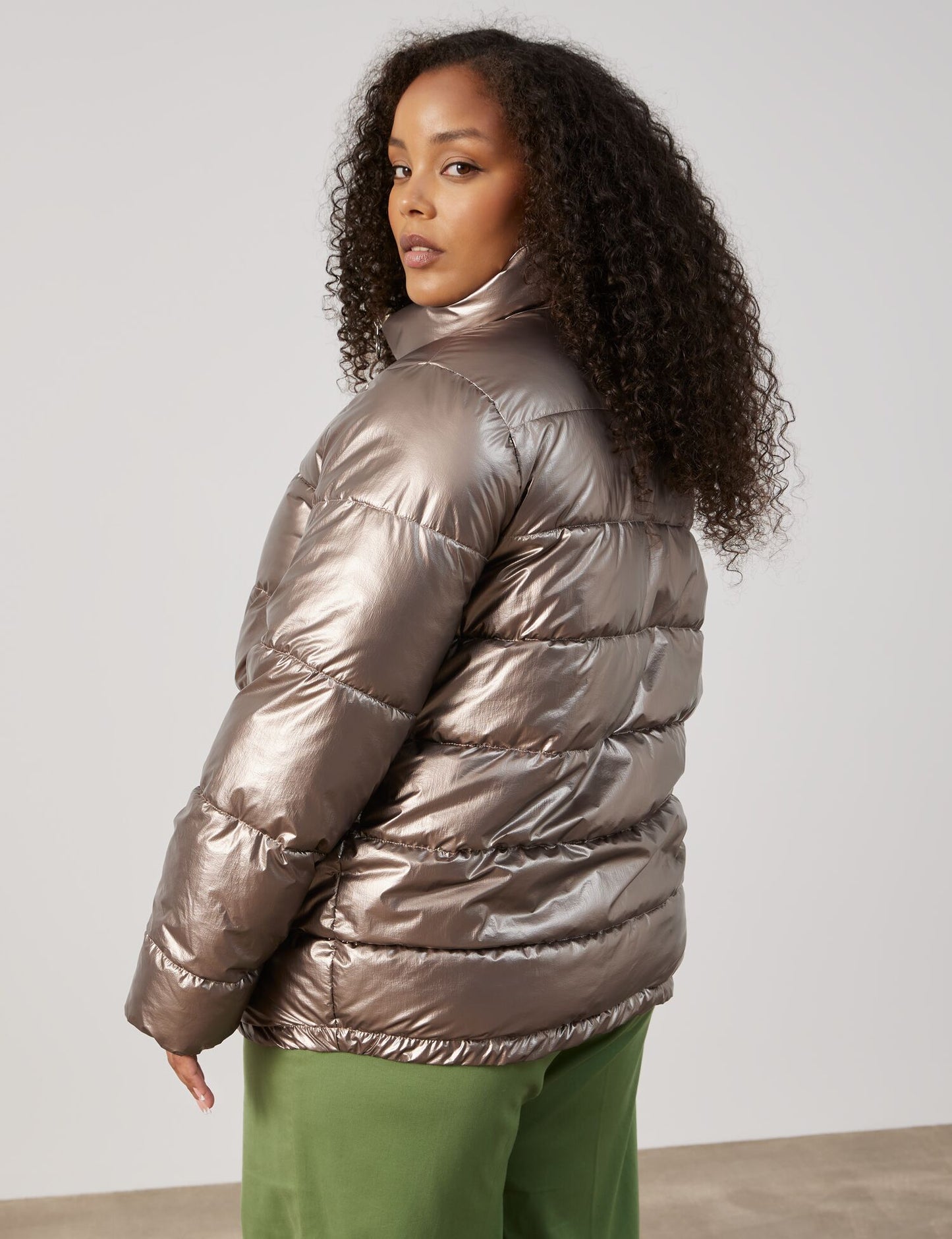 Steppjacke mit Metallic-Optik