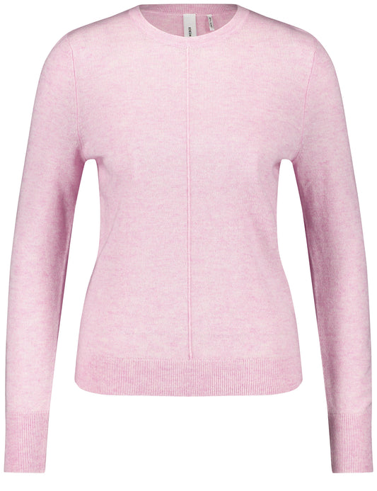 Langarmpullover mit Längsbiese und Kaschmiranteil